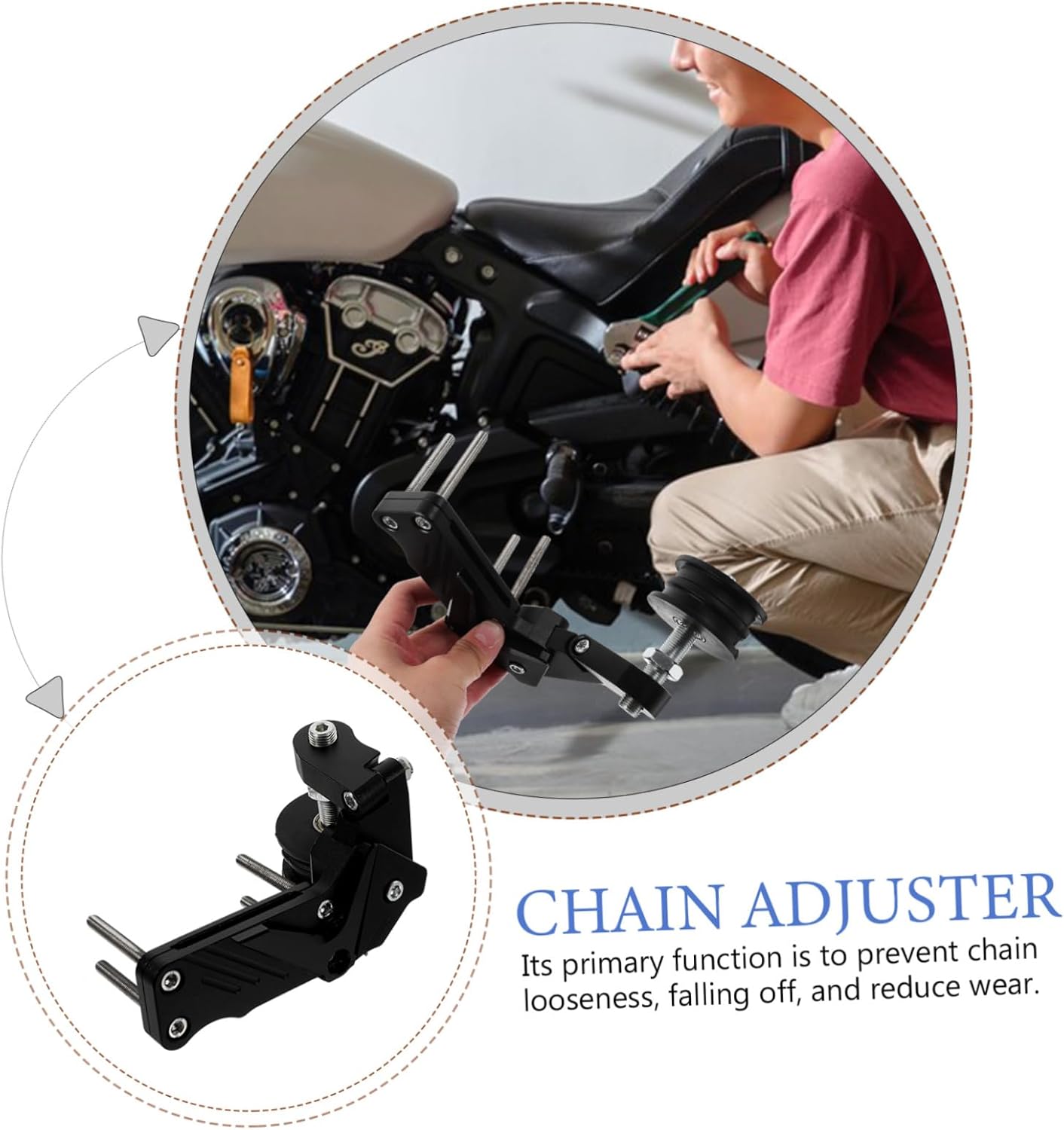 Chain Tensioner Motorcycle Adjuster Durable Accessory for Enhanced Stability and Safety Prevents Chain Slippage Compatible Motorcycles Easy to Use