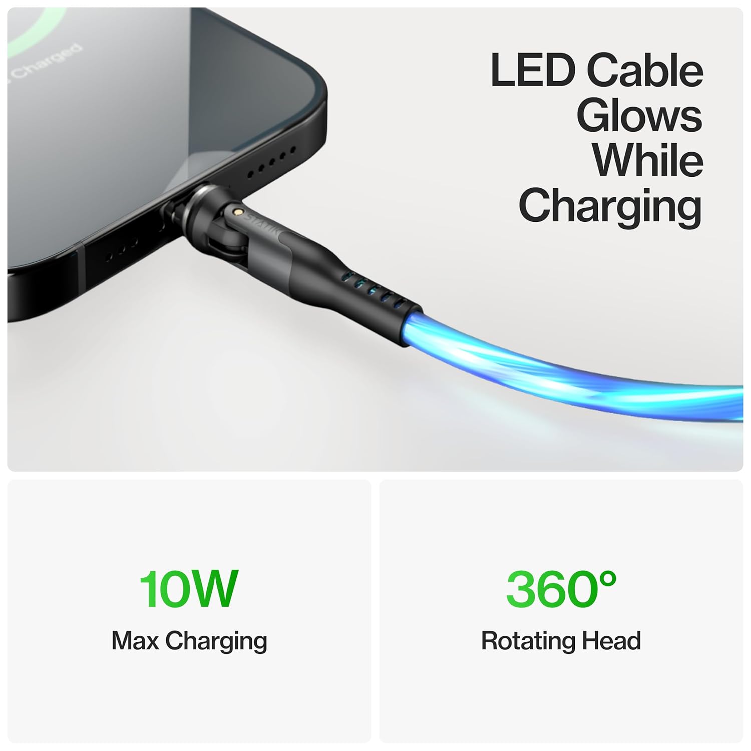Statik 360 Magnetic Charging Cable - Type C Charger 3 in 1 USB C to USB C Cable, Micro USB & iProduct Tips, USB A Adapter, Phone Charger Cord, Compatible with All Devices - GloBright 6FT/2M, 3 Pack
