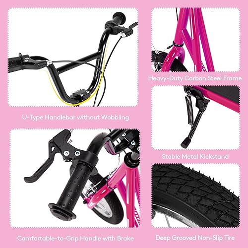 Miniatura 4 de Goplus Youth Kick Scooter, Kids Kick Scooter W 12-Inch Air Filled Wheels, Carbon Steel Frame, Adjustable Handlebar, Front and Rear Dual Brakes, Ride