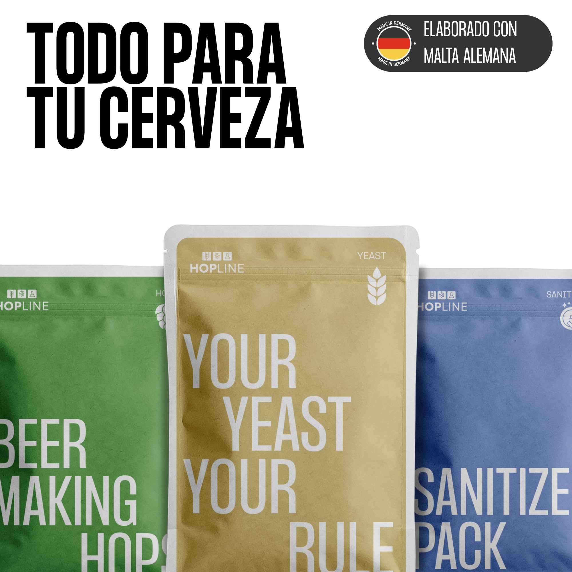 Hopline Kit para elaborar Cerveza Blonde - 5 litros - Elabora tu Propia Cerveza en casa - Regalo Ideal para Hombres, Padres o Amigos - Cerveza Artesanal - Regalo de cumpleaños Original