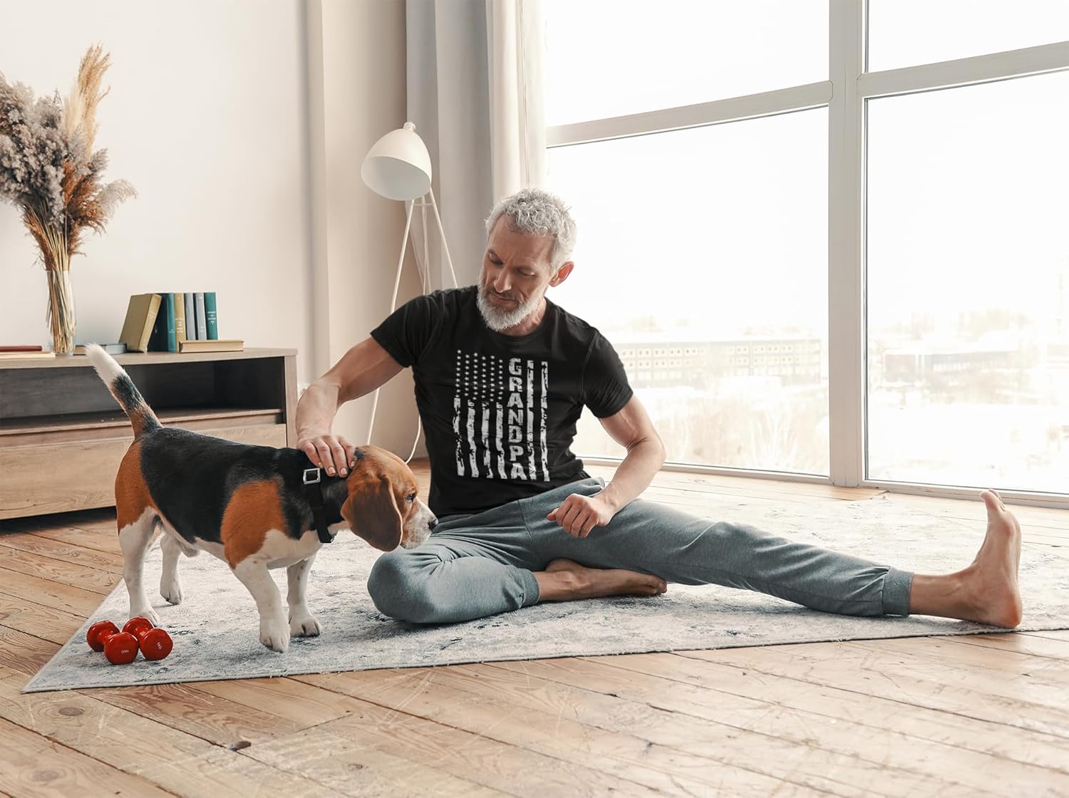 Kropsis Grandpa Vintage American Flag Men's T-Shirt - Image 3