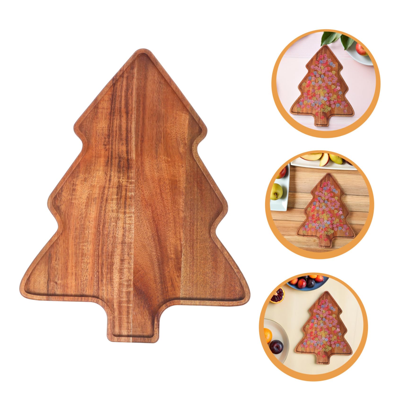 Mikinona Bandeja para Servir Forma de Árbol de Navidad Madera de Acacia Natural Diseño Festivo para Aperitivos Sushi Postres y Secos para Reuniones Navideñas