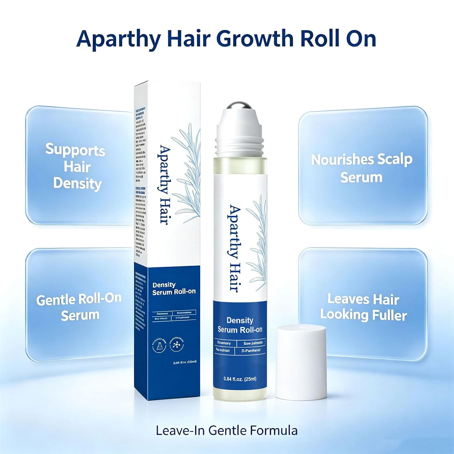 Hair Growth Roll On, Density Hair Growth Serum Roll on for Thicker, Youthful Leave-In Gentle Formula Nourishes Scalp & Roots for Men & Women (2Pcs)