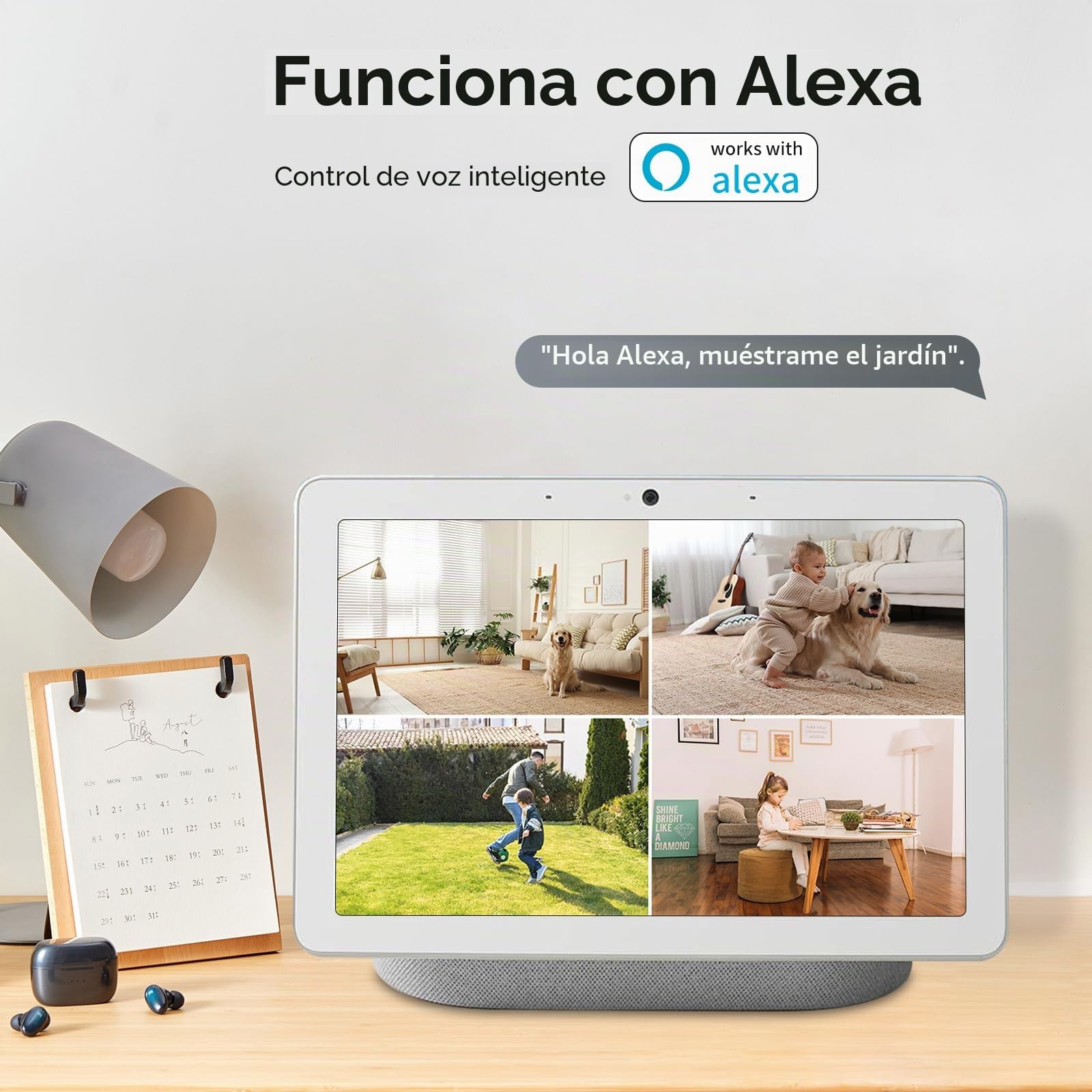 ANYQOO Cámara de Seguridad, cámara Interior de 3 MP 2K, cámara de Ventana WiFi de 2.4 GHz y 5 GHz para el hogar, visión Nocturna a Color, detección de Movimiento, grabación 24/7, fácil de Instalar