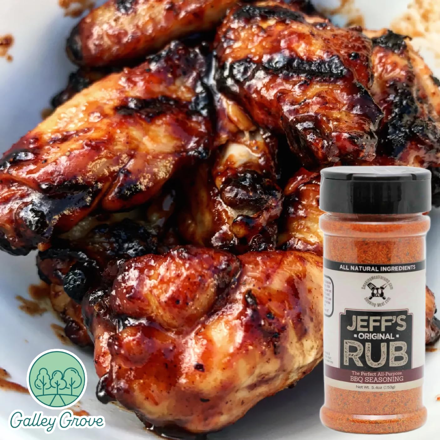 Jeff's Original Rub All-Purpose BBQ Seasoning, 5.4 oz Bottle (2-Pack), Grill or Smoker - Pork, Chicken, Ribs, Brisket, Steak, Seafood, Vegetables - Bundle With Galley Grove Sugar-Free Breath Mints