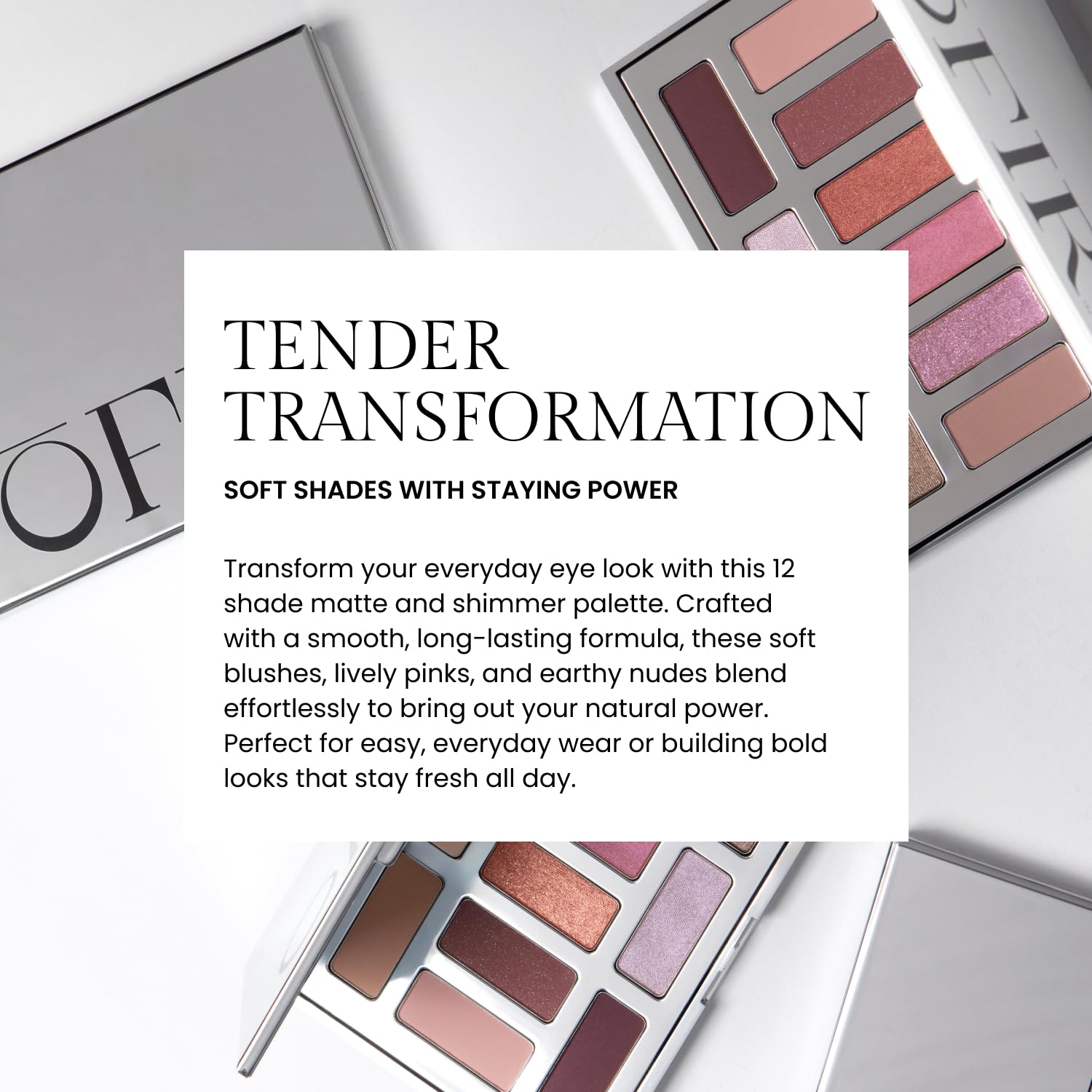 OFIR Eyeshadow Palette 12 shade Matte and Shimmer Palette Buildable Pigment Adds Depth Talc Free Eye Shadow Palette Makeup Lightweight Powder Enhances Radiant Looks (Quiet Bloom)