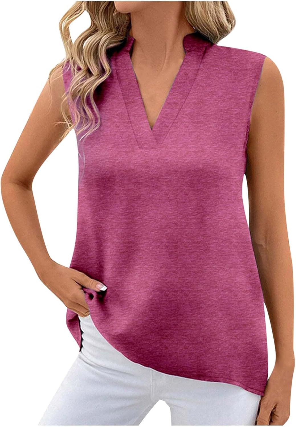 ETCYY Women's Sleeveless V-Neck Tank Top - Loose Fit Cute Print Summer Tee, Medium-769237