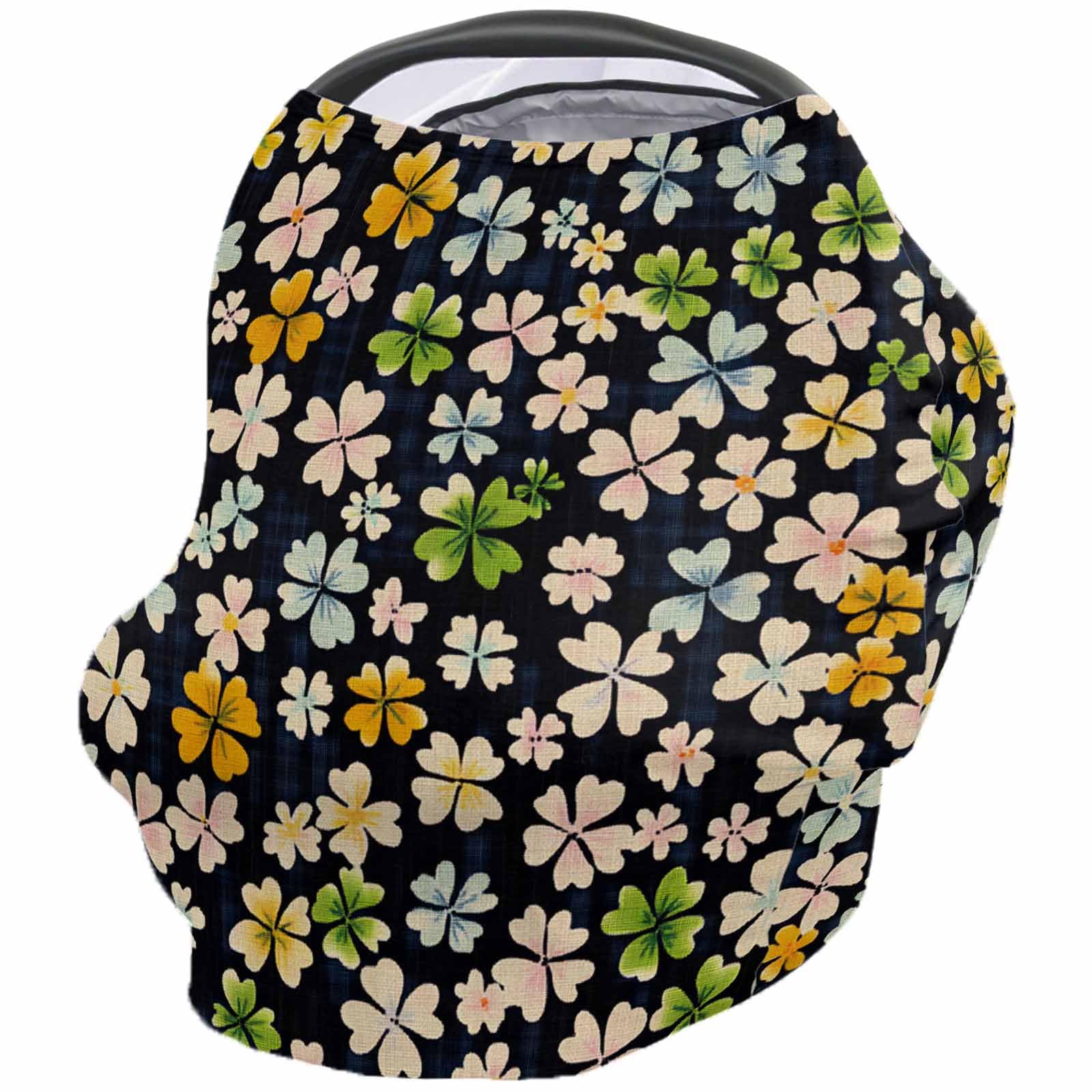 Nursing Cover for Breastfeeding Scarf, Colorful Four-Leaf Grass St. Patrick's Day Baby Car Covers Super Soft Multi Use for Canopy Shopping Cart Cover Blanket Stroller Cover
