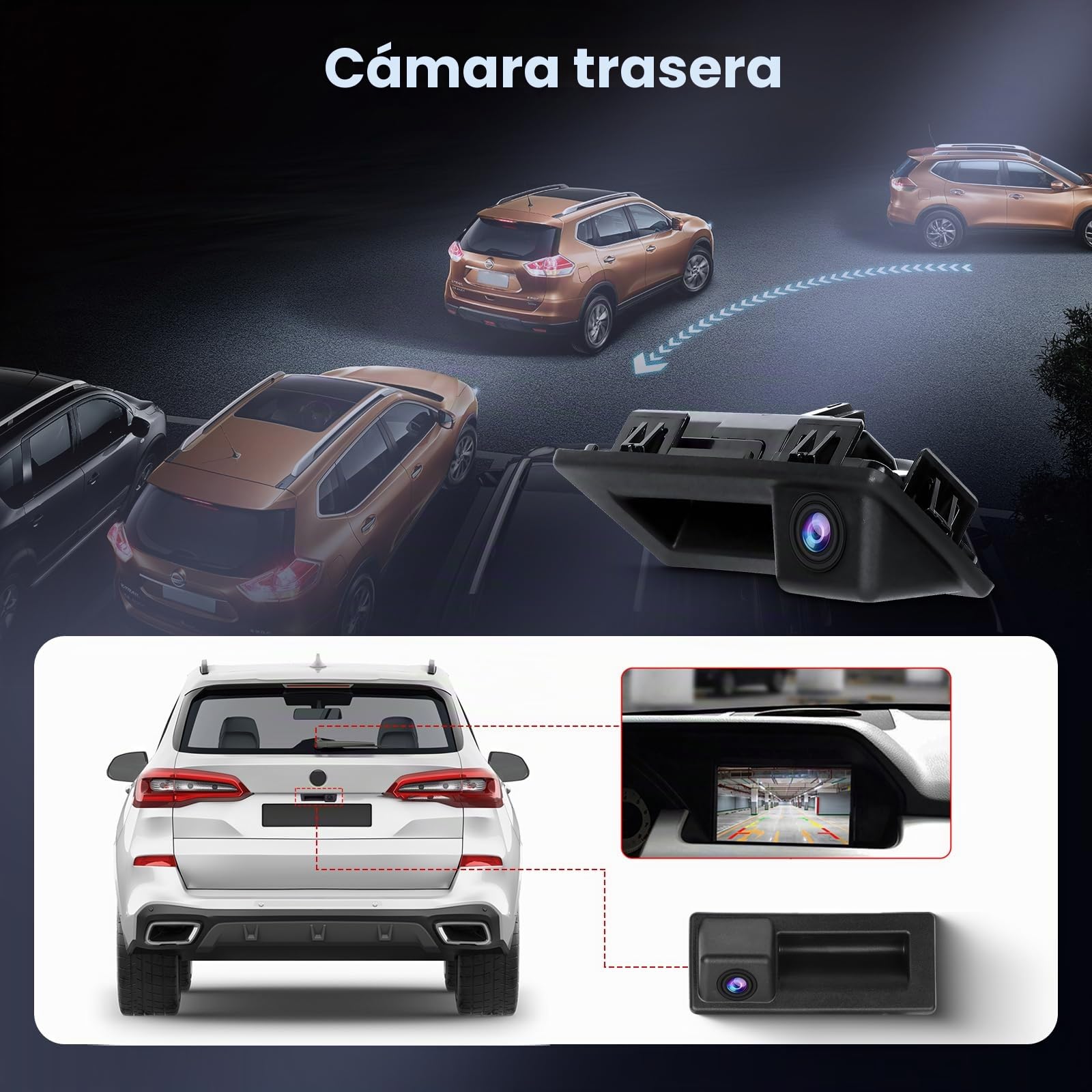 Hodozzy Cámara para Vehículo de Visión Trasera Impermeable, Angular de 170° y Visión Nocturna Cámara de Respaldo para VW Passat/Touareg/Tiguan/Sharan, Audi A3 S3 A4L/Q7, Skoda Superb/Octavia