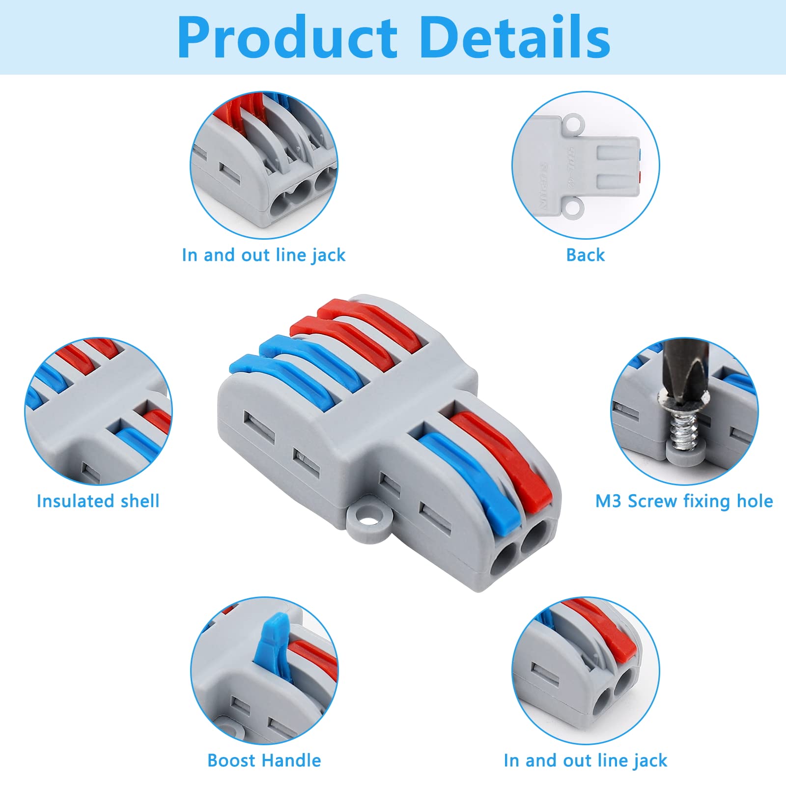 Lever Wire Nut Connectors, Circuit Inline Splices,Quick Wiring Cable Connector Push-in Conductor Terminal Block In Dubai - UAE | Electrical