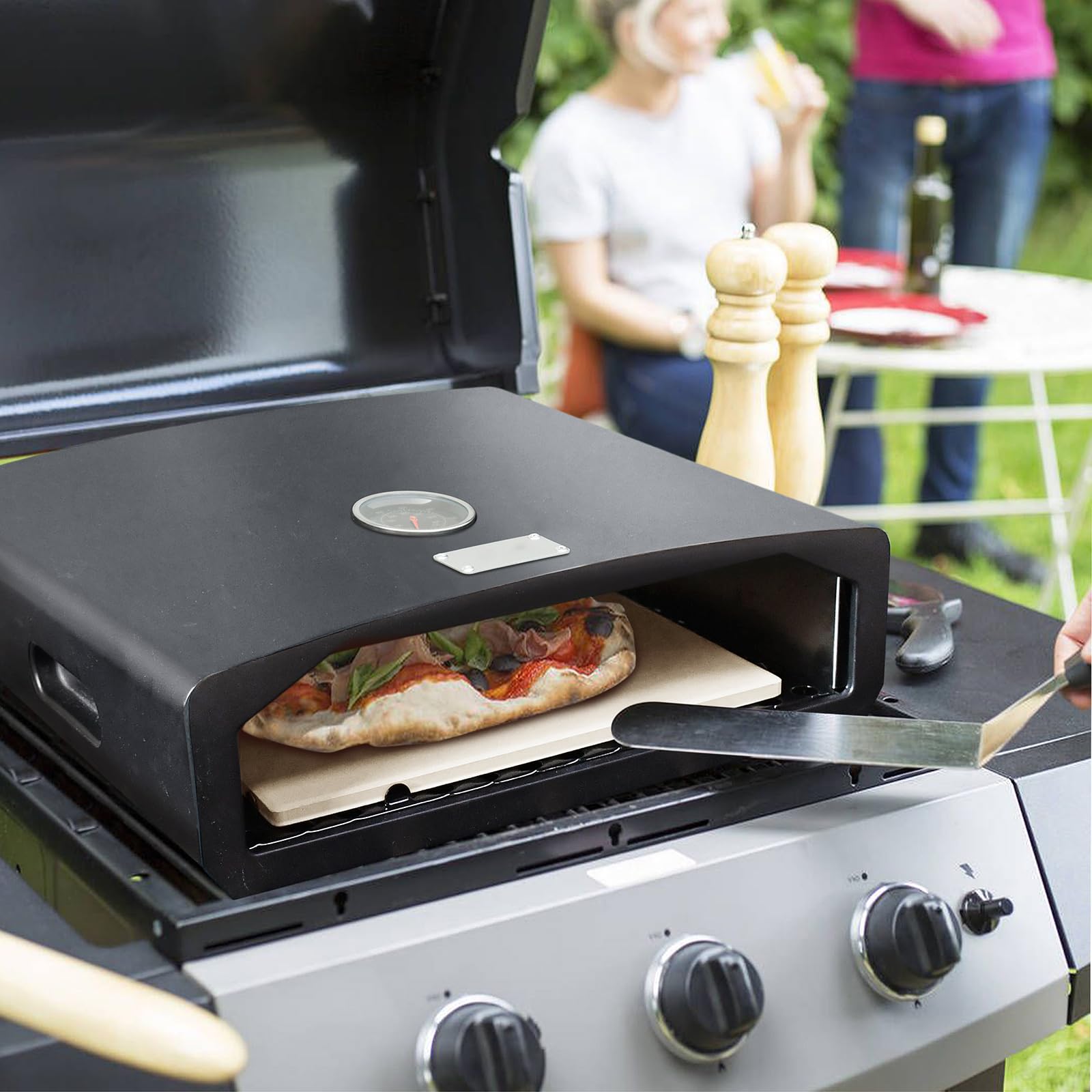 Outsunny Gasgrill BBQ, Met Thermometer En Warmhoudplaten, 161 X 53 X 101 Cm Schwarz Silber~1lvsoojio9801