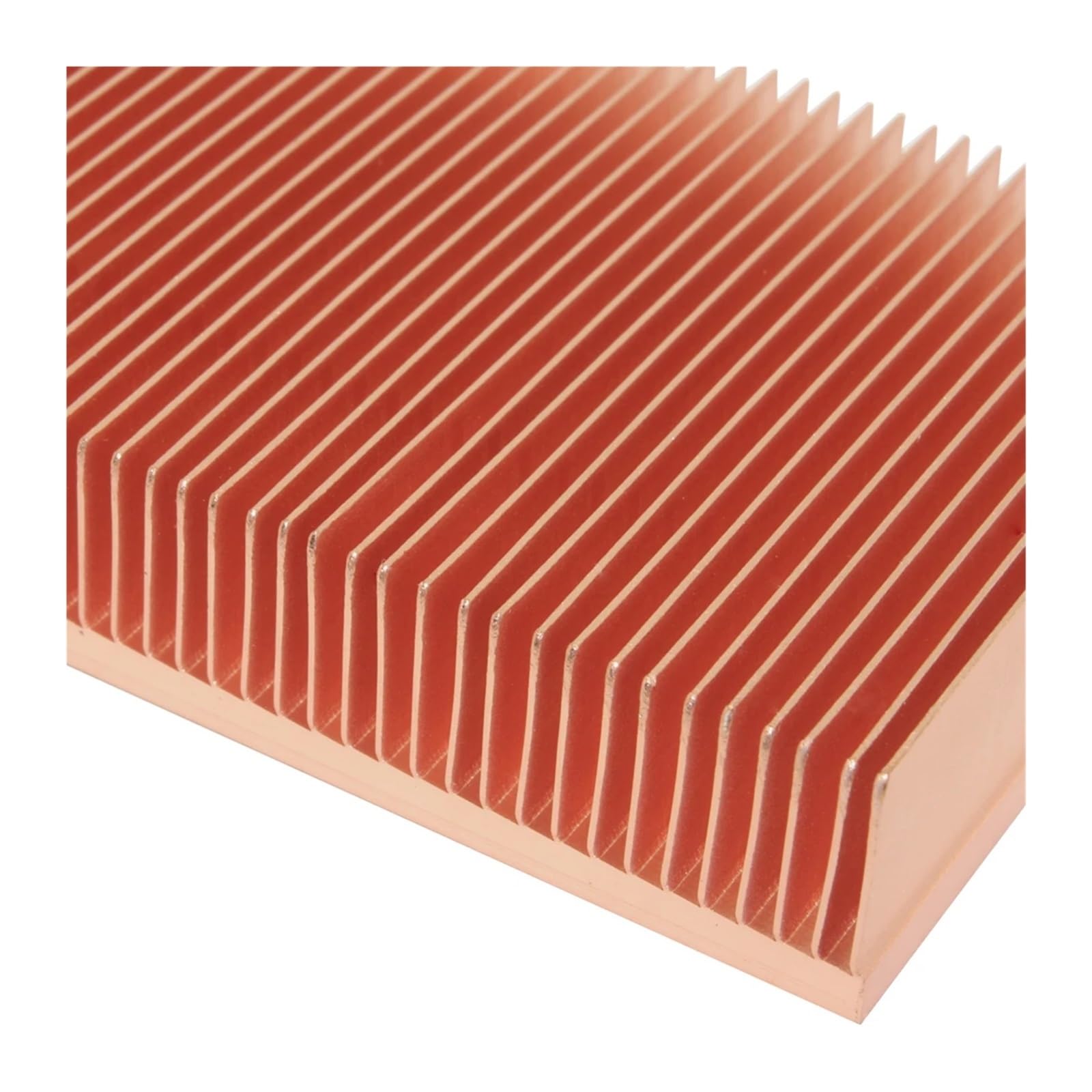 100x50x15 mm czysty radiator miedziany ze ściętymi żebrami do chłodzenia układów pamięci RAM, diod LED i kart graficznych.