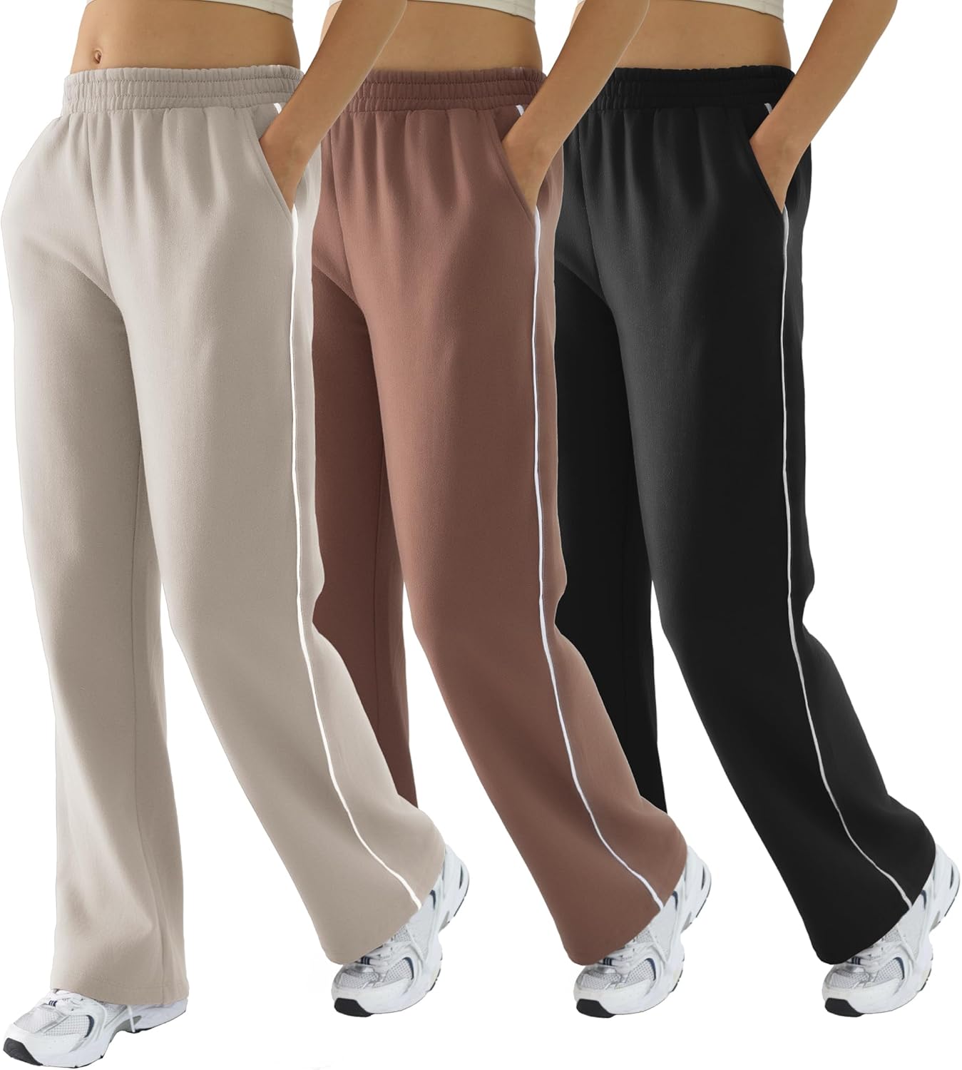 DITOK Womens Baggy Sweatpants, Comfy Straight Wide Leg Fleece Elastic Waist, Women's Lounge Pants Workout Casual