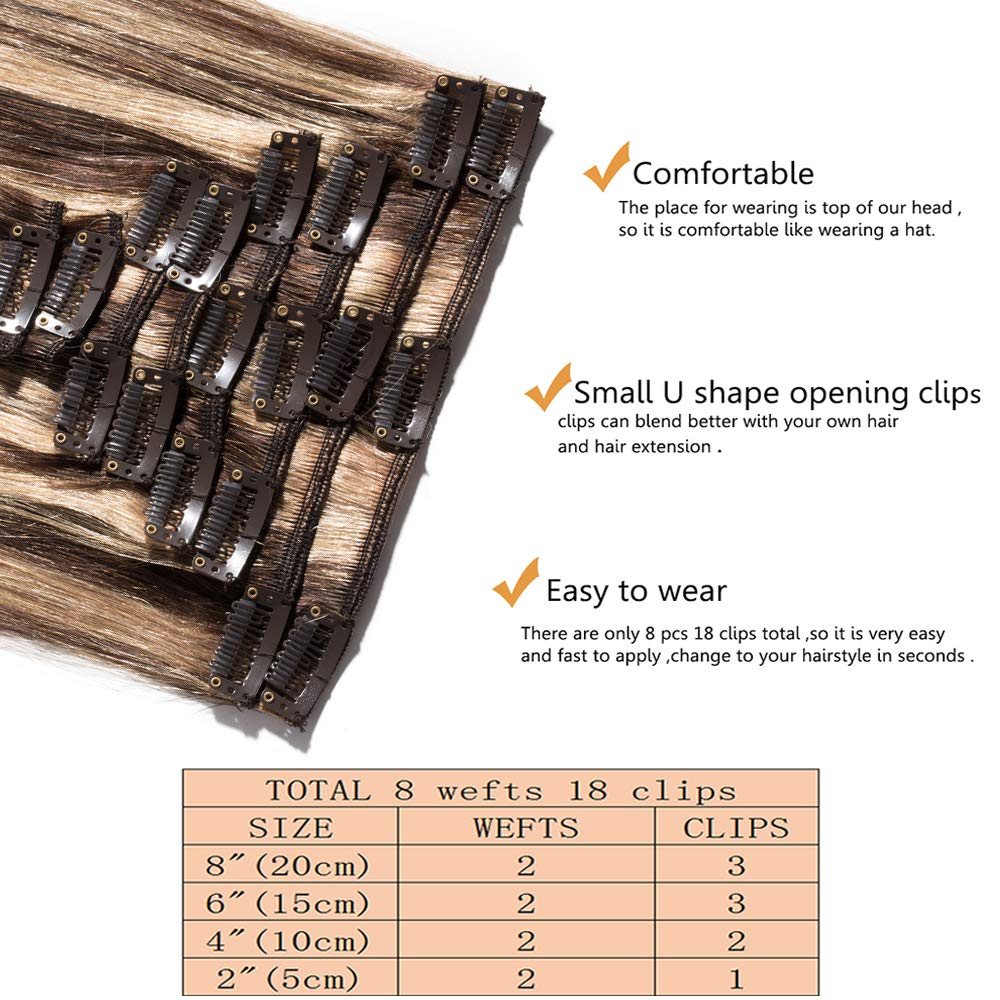 20 inches SEGO One Piece Hair Extensions Clip in Human Hair [#1B Natural Black] Real Remy Hairpieces for Women 3/4 Full Head Straight Invisible (50g) — view 97