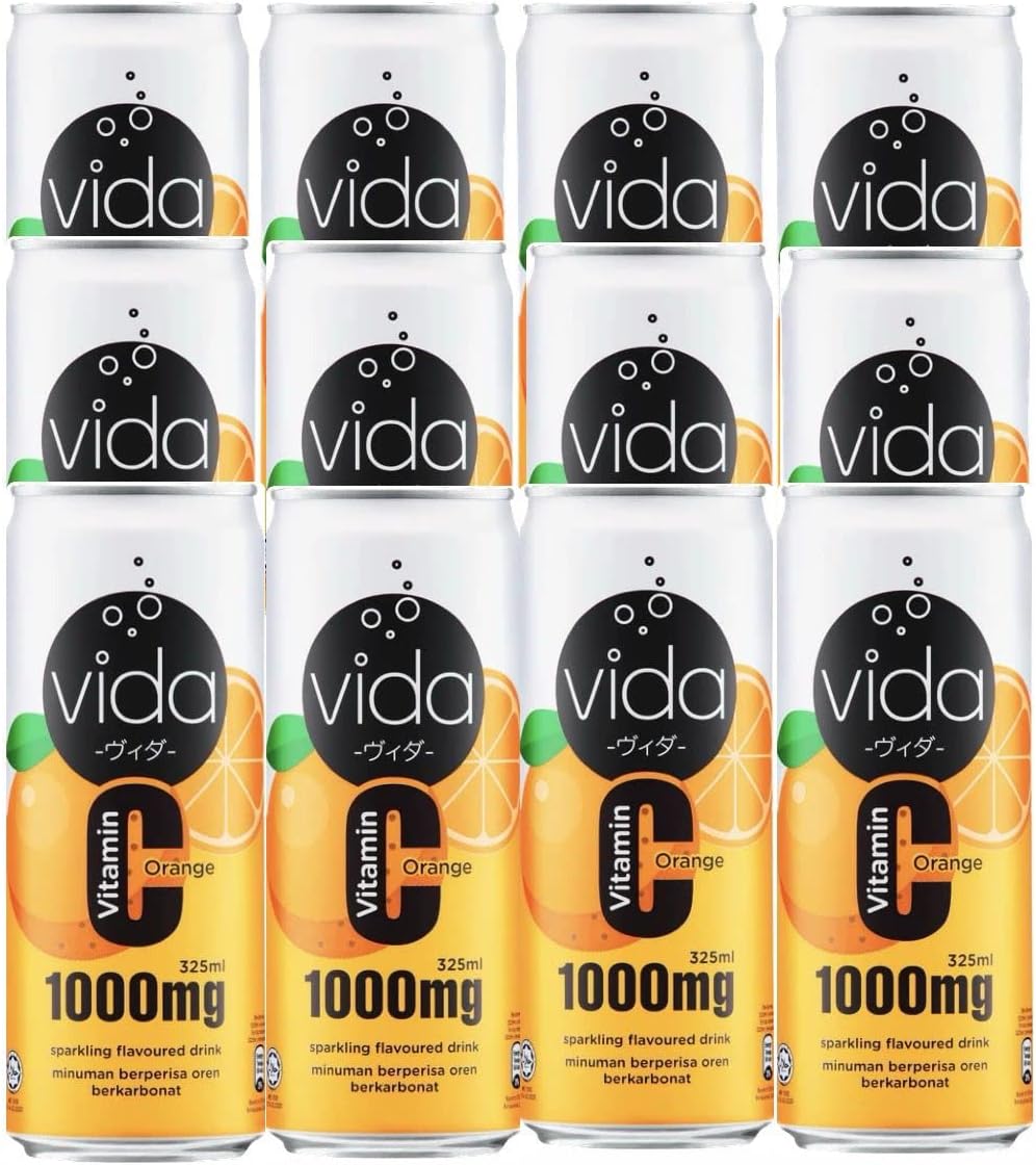 Vida Vitamin 'C' Orange flavoured Sparkling drink 325ml (Pack of 12
