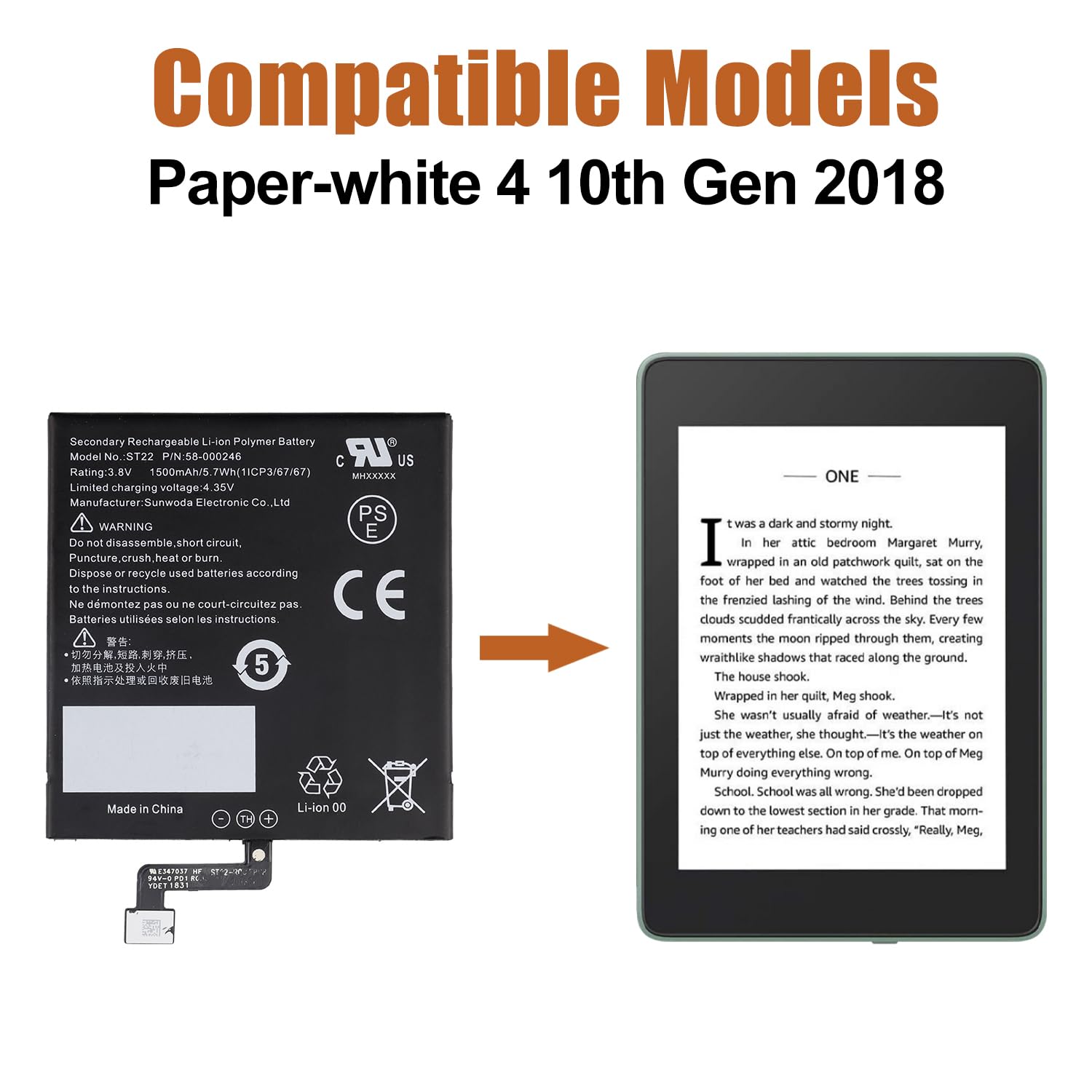 Duotipa akumulator zastępczy 1500 mAh ST22/58-000246 do Paper-White 4 10th Generation 2018 z zestawem narzędzi