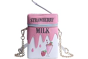 Chocolate Milk Purse: Girls Cute Strawberry Milk Box Stylish Purse