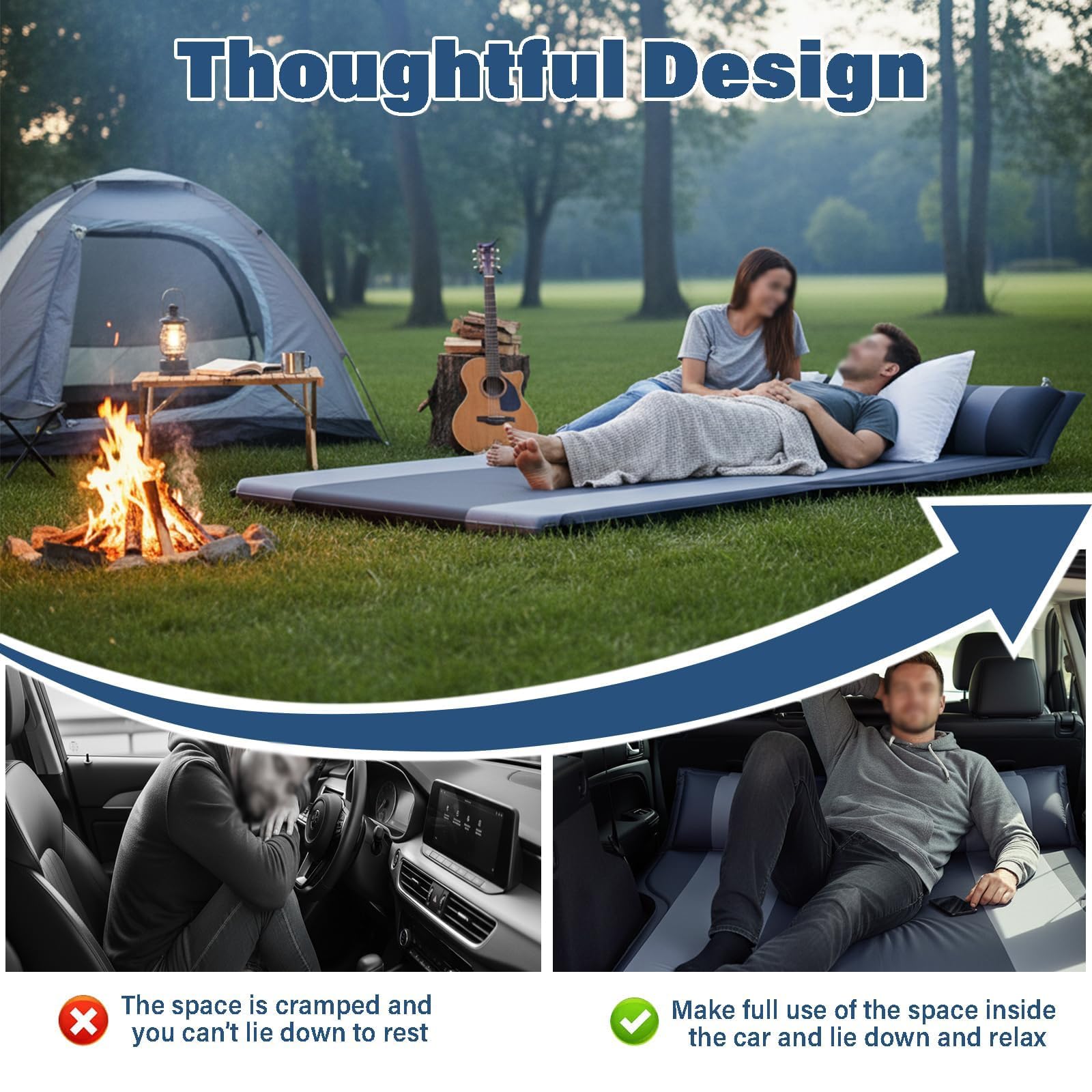 para Dacia Bigster 2025 Colchoneta Auto Hinchable Plegable, Alfombrilla Camping Doble Uso Portátil, Lecho Viaje para Descanso Aire Libre,A