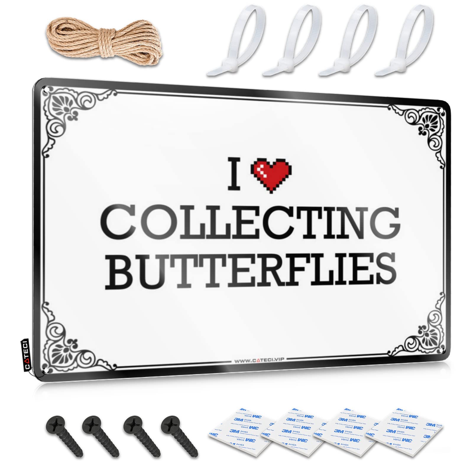 Fzfn Colour Tin Sign Cocoa Ready To Hang - I Love Collecting Butterflies Fun For Rooms(30X40cm)