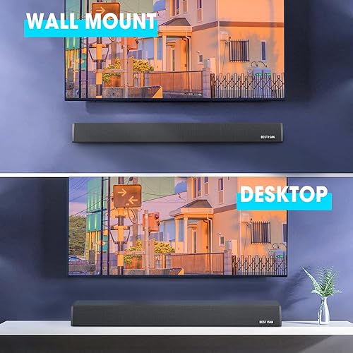 Miniatura 5 de BESTISAN Barras de sonido para TV, barra de sonido de 16.5 pulgadas con entradas ópticas, AUX, USB y Bluetooth, barra de sonido para TV (DSP, TREB y