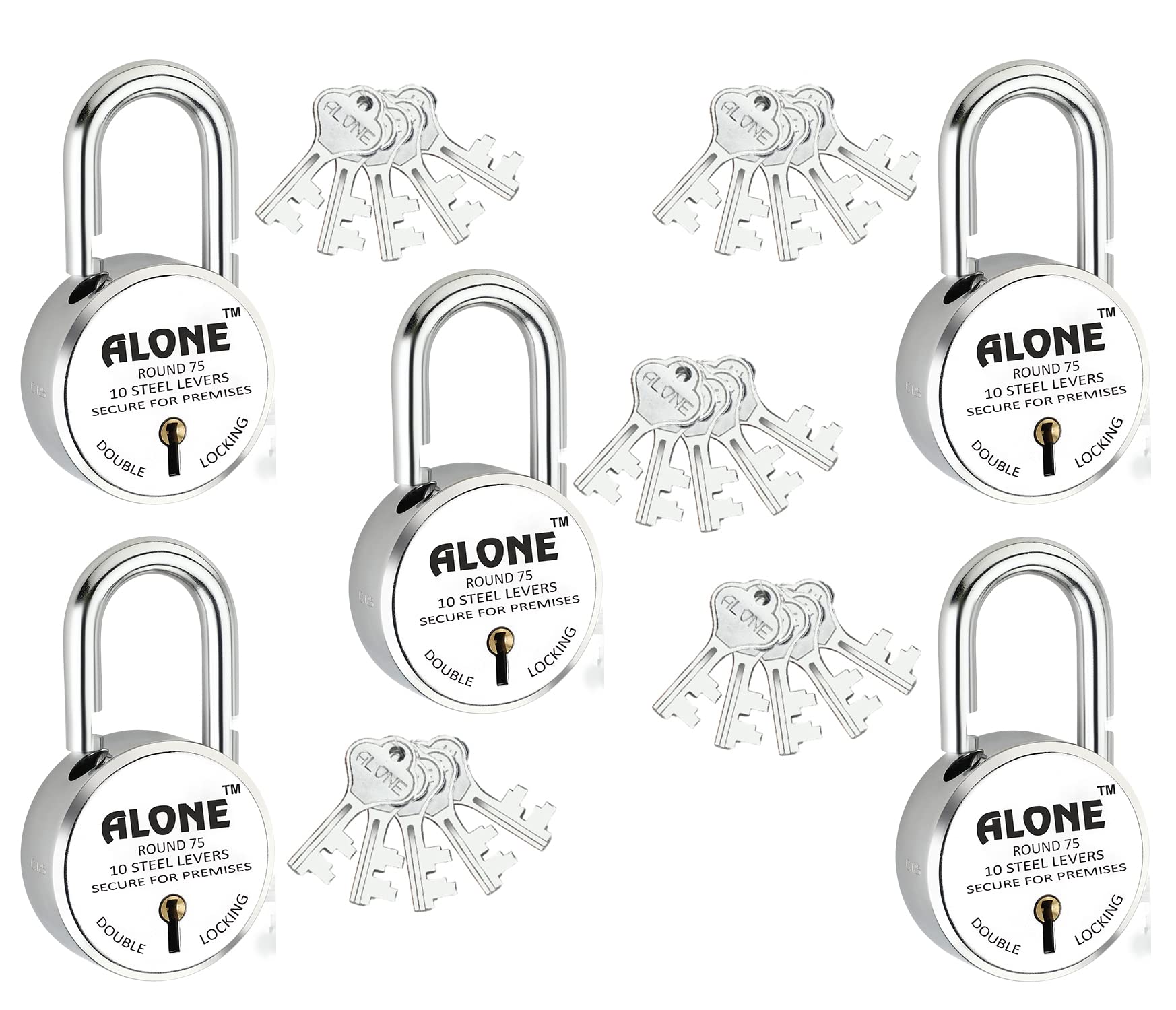 Alone Padlocks Small Size 50mm 6 Keys Lock | Hard Shackle Double Locking | Lock and Keys for Home Door Gate Shop Shutter Office, Chrome Finish Rust Resistance | Made in India (Pack of 01) — Amazon image 7