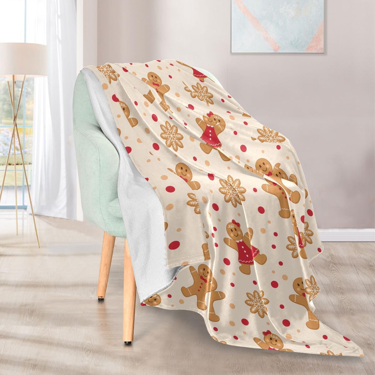ALAZA Throws Blanket, Winter Christmas Gingerbread Faux Fur Warm Soft Fleece Bed Blankets Large Fluffy Autumn Blanket 50 x 60 inch for Sofa Couch Office Travel Camping