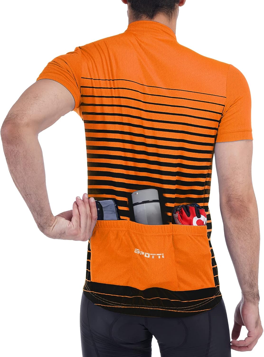 Spotti Men's Cycling Bike Jersey Short Sleeve with 3 Rear Pockets- Moisture Wicking, Breathable, Quick Dry Biking Shirt - Image 2