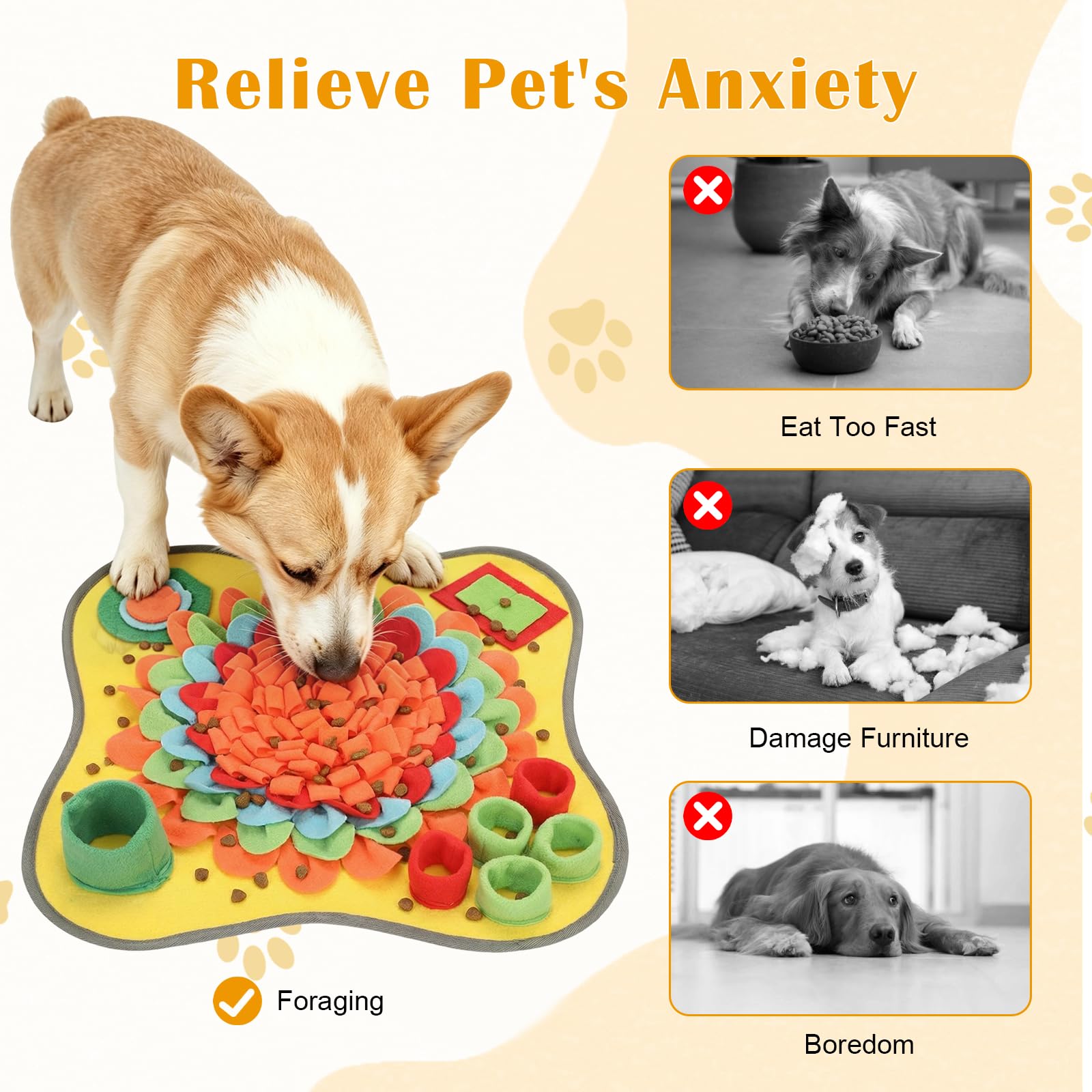 Cozary Tappeto Olfattivo Cane 50x50 cm – Tappetino Olfattivo, Gioco Interattivo Cane, Giochi Olfattivi, Antiscivolo, Lavabile, per Taglie Piccole e Medie