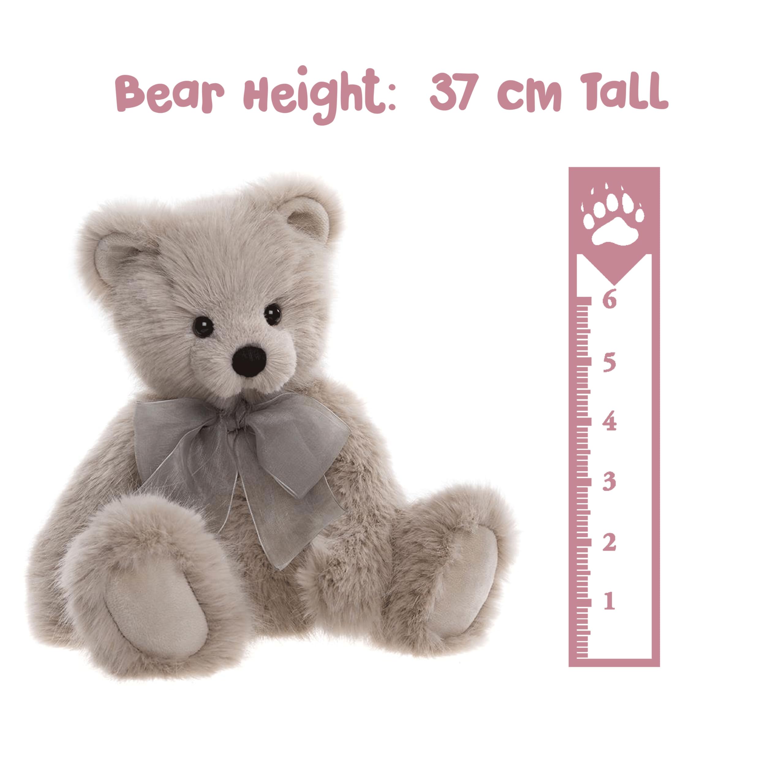 Charlie Bears Jelly Bean Teddy Bear - Soft and Cuddly Plush Toy Gift, Grey, 37cm - Image 2