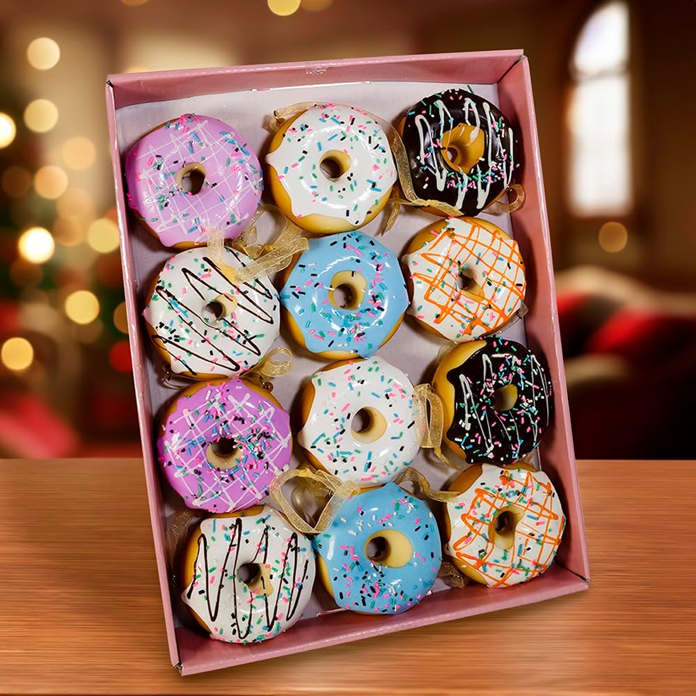 Kurt Adler Donut Ornament (Set of 12), 2.75-Inch