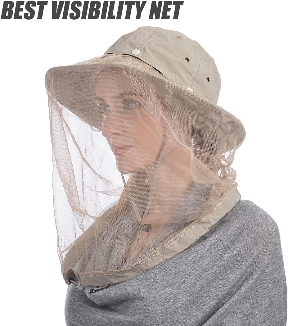 USHAKE Head Net Hat, Safari Hat Sun Hat Bucket Hat with Hidden Net Mesh - Image 2
