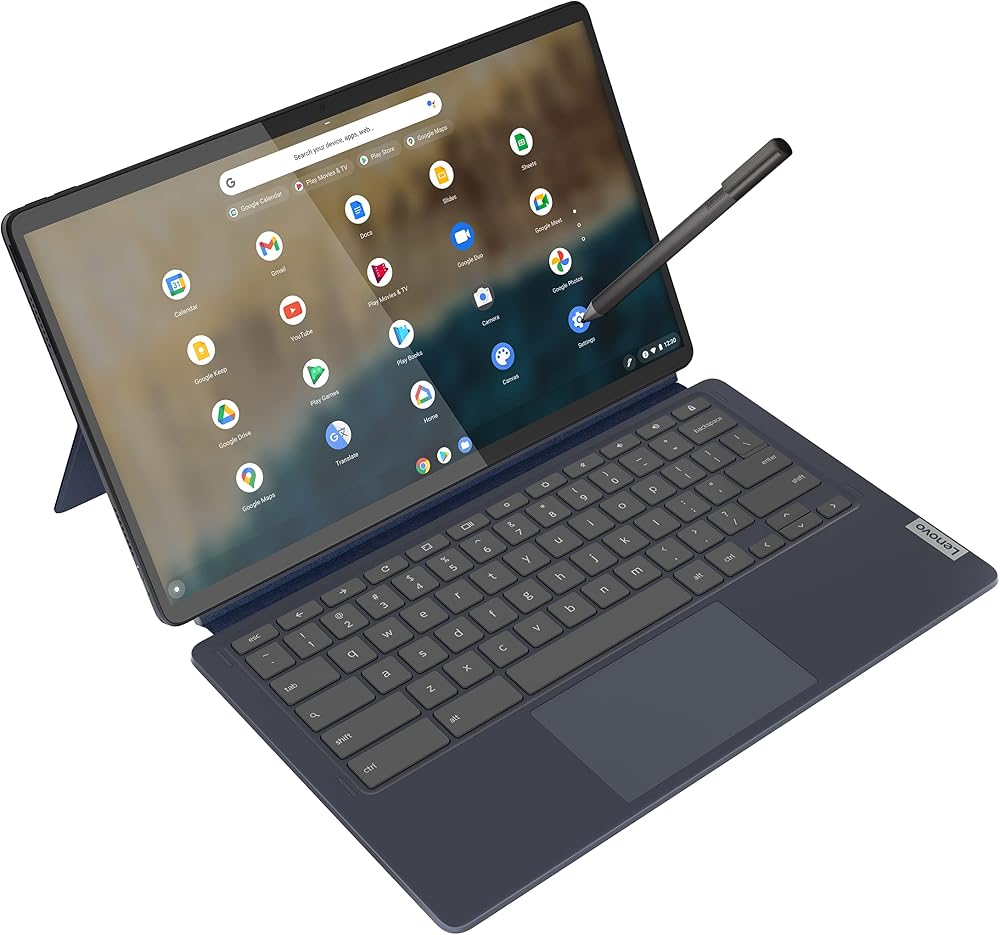 Lenovo 82QS0000US, IdeaPad Duet 5 Chromebook, OLED 13.3" FHD Touch Display, Snapdragon SC7180, 4GB RAM, 64GB Storage, Qualcomm Adreno Graphics, Chrome OS, Abyss Blue