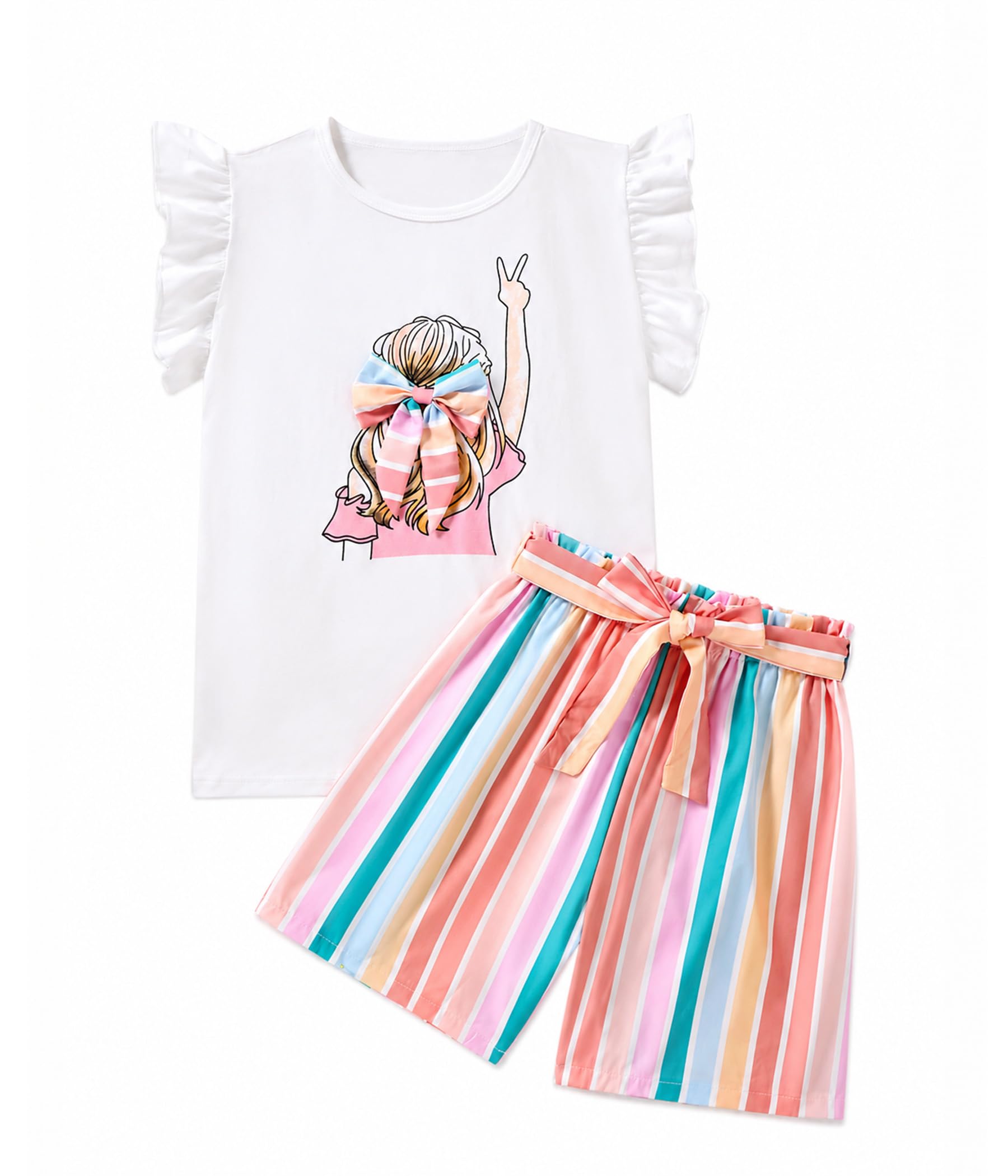 Girls Summer Outfits Cute Sleeveless Top High Waisted Short Sets with Pockets Teen Girl Clothes Size 6-14 T
