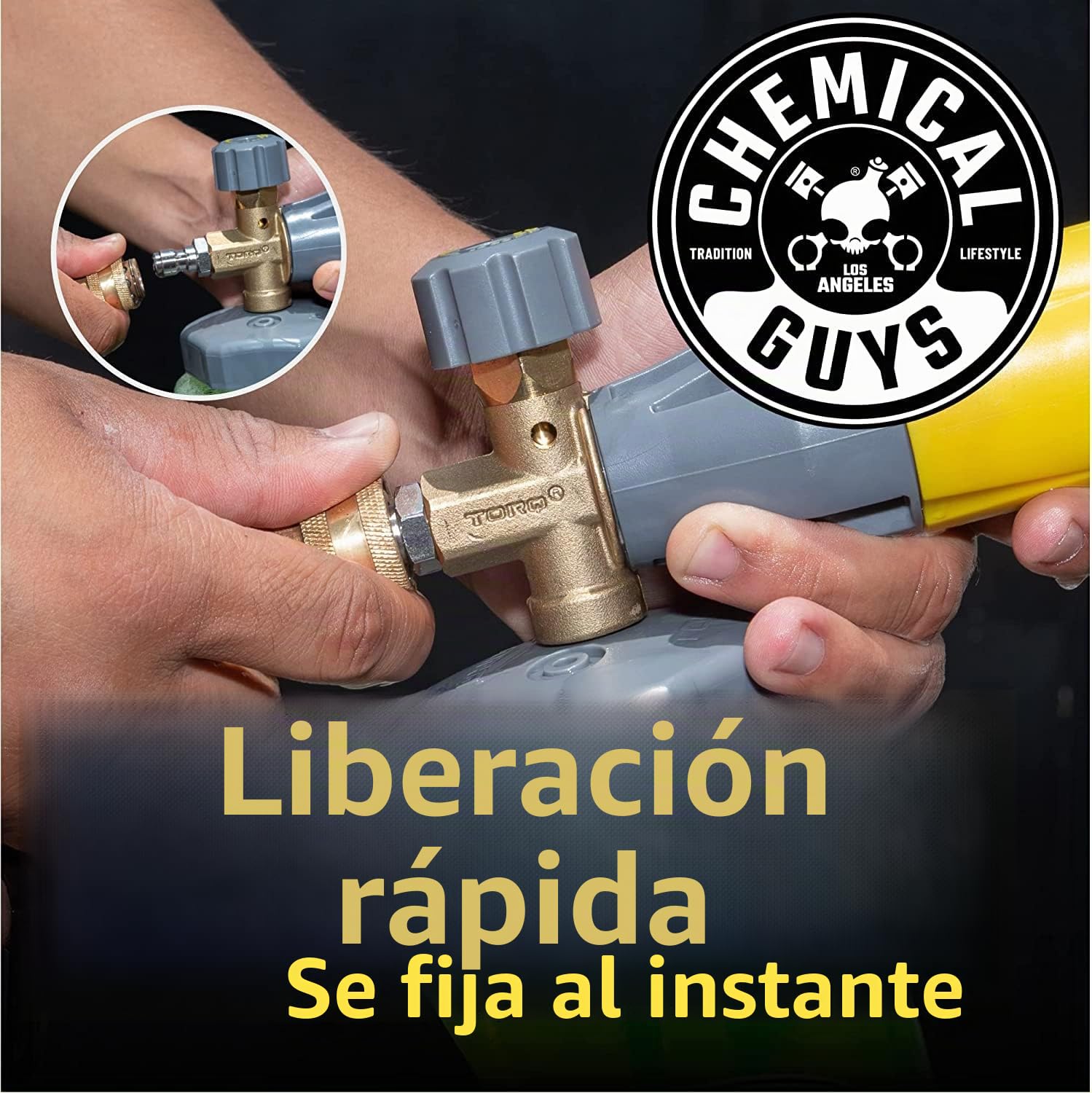Chemical Guys EQP324 Cañón de Espuma de liberación máxima de Boca Grande (Lavado de Coche, Lavado de casa y Barco cañón de Espuma Que se Conecta a tu Lavadora a presión) Botella de 34 onzas