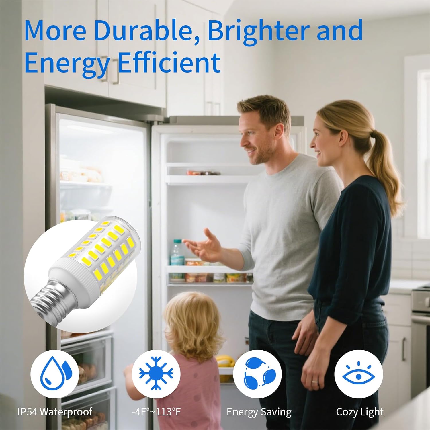 5304517886 KEI D28x kel 2816x Frigeidaire Refrigerator Bulb 6W E17 LED Freezer Light Bulb Replacement, 5304522314 Daylight White 5000K 100V-265V Fridge Lamp 600LM, 1-Pack