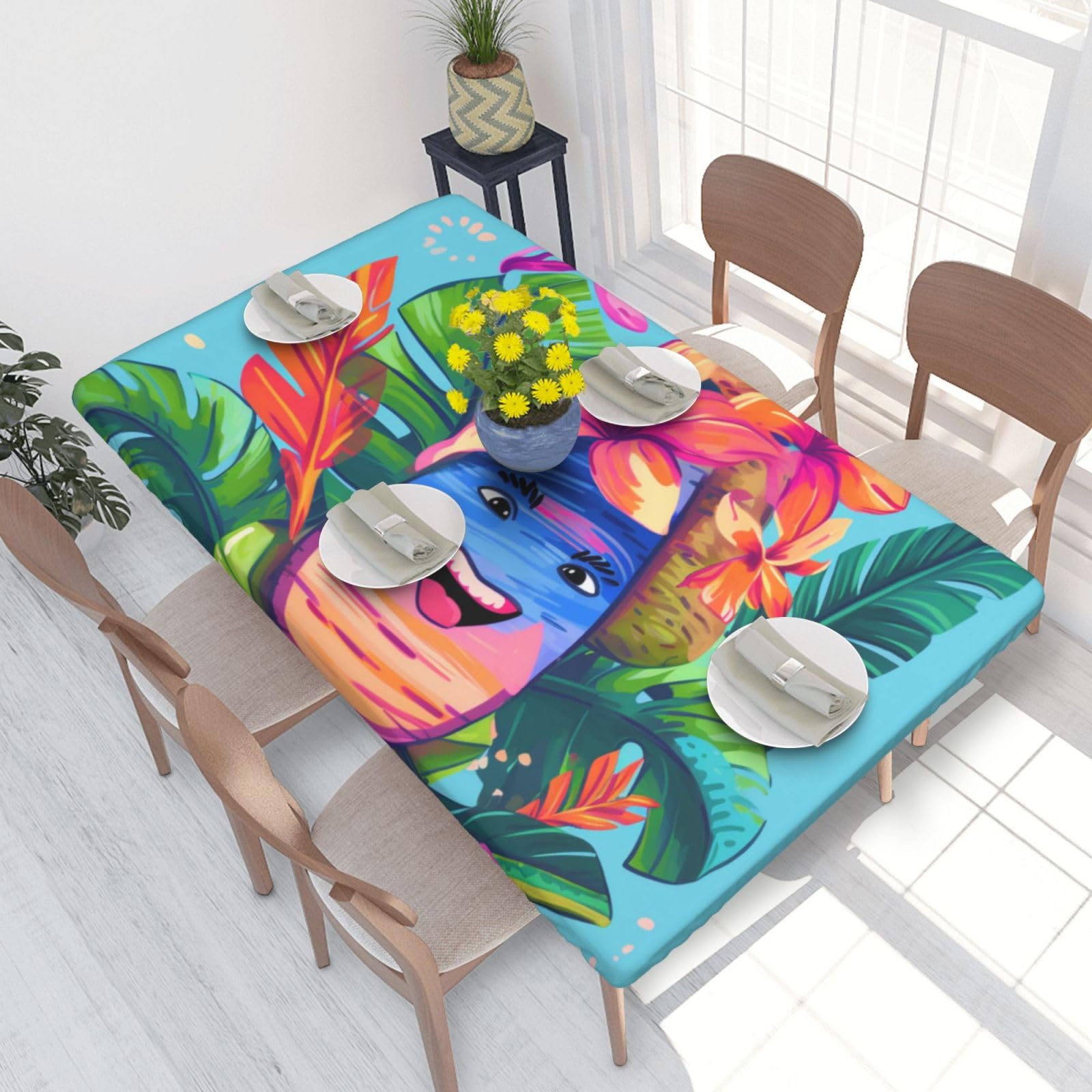 WPKJU Hello Hawaii Printed Tablecloths 4ft Rectangular Table Covers Washable Polyester Decorative Table Cloth for Dining Table Picnic Wedding