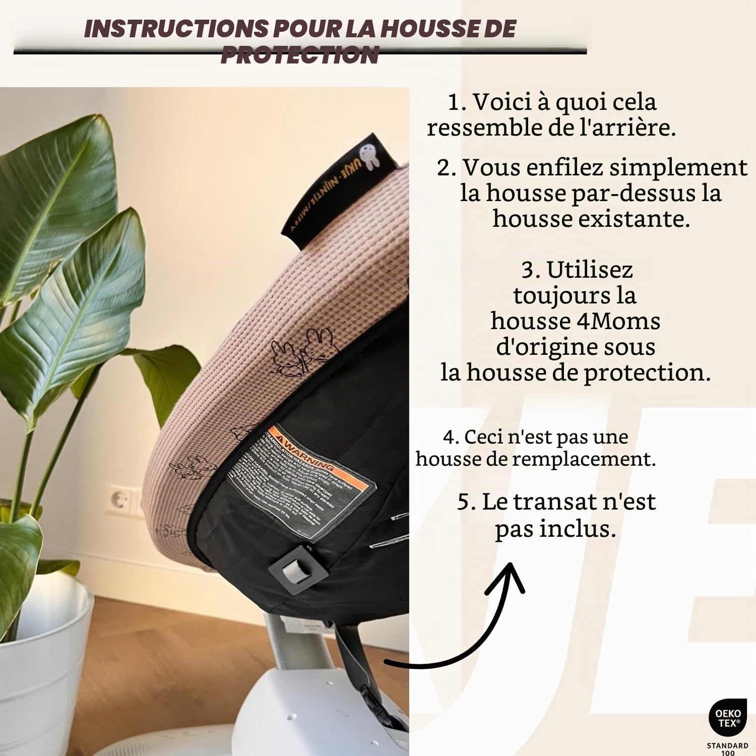 Housse pour balançoire Ukje Compatible avec 4moms MamaRoo 5 - Doublures pour balançoire pour bébé, Housse pour balancelle pour bébé, Facile à Installer, Fait Main en Europe (Taupe)