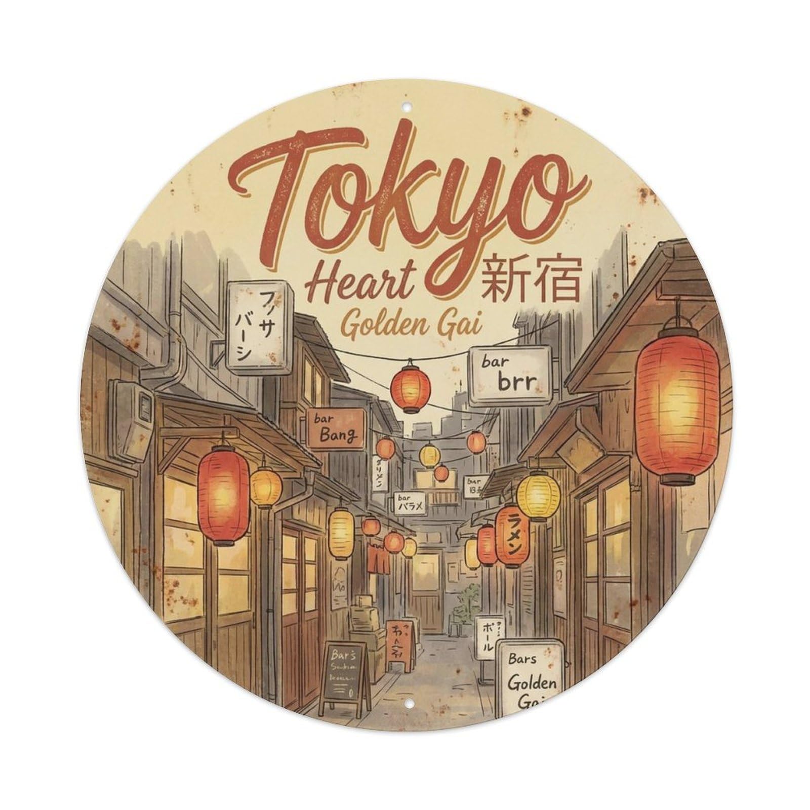 Tokyo Japan Urban Travel Colorblock Heritage Journey Metal Tin Sign