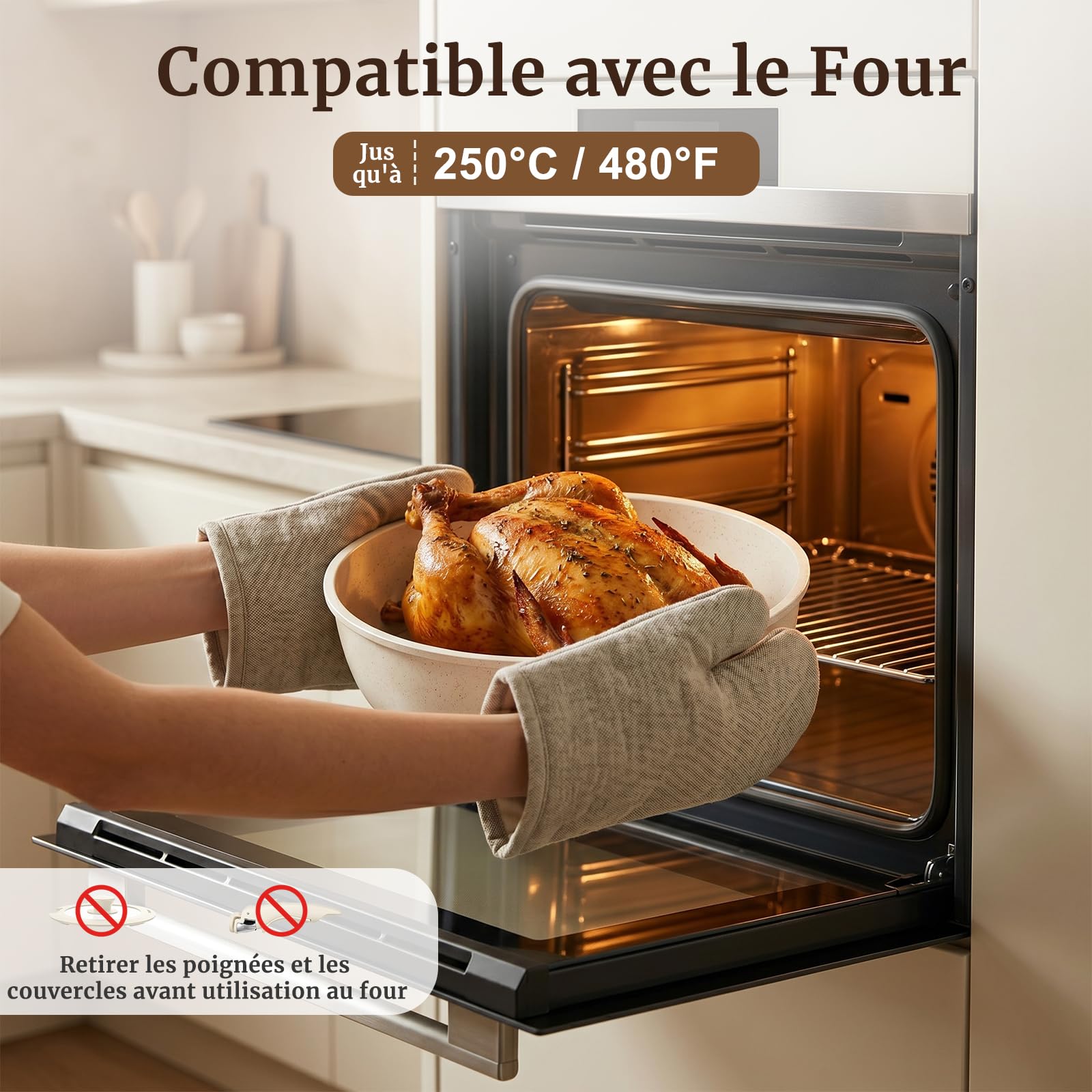 YASHE Batterie de cuisine 21 pièces, non toxique, sans PTFE ni PFAS | Non Toxique Set de Poêles et Casseroles en Granit, Compatibles Induction et Four, Empilable Gain de Place