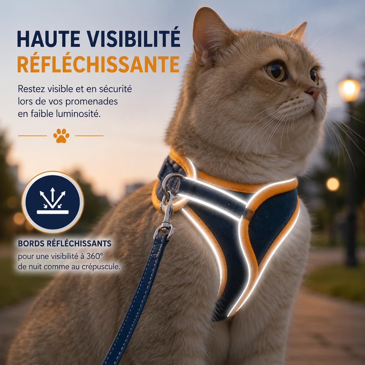 Ma Boutique Chat Harnais Anti-Fugue avec Laisse, Modèle Facile à Enfiler, Ajustement Confortable pour Promenade, Jardin et Voyage (Orange,L (4-7kg))