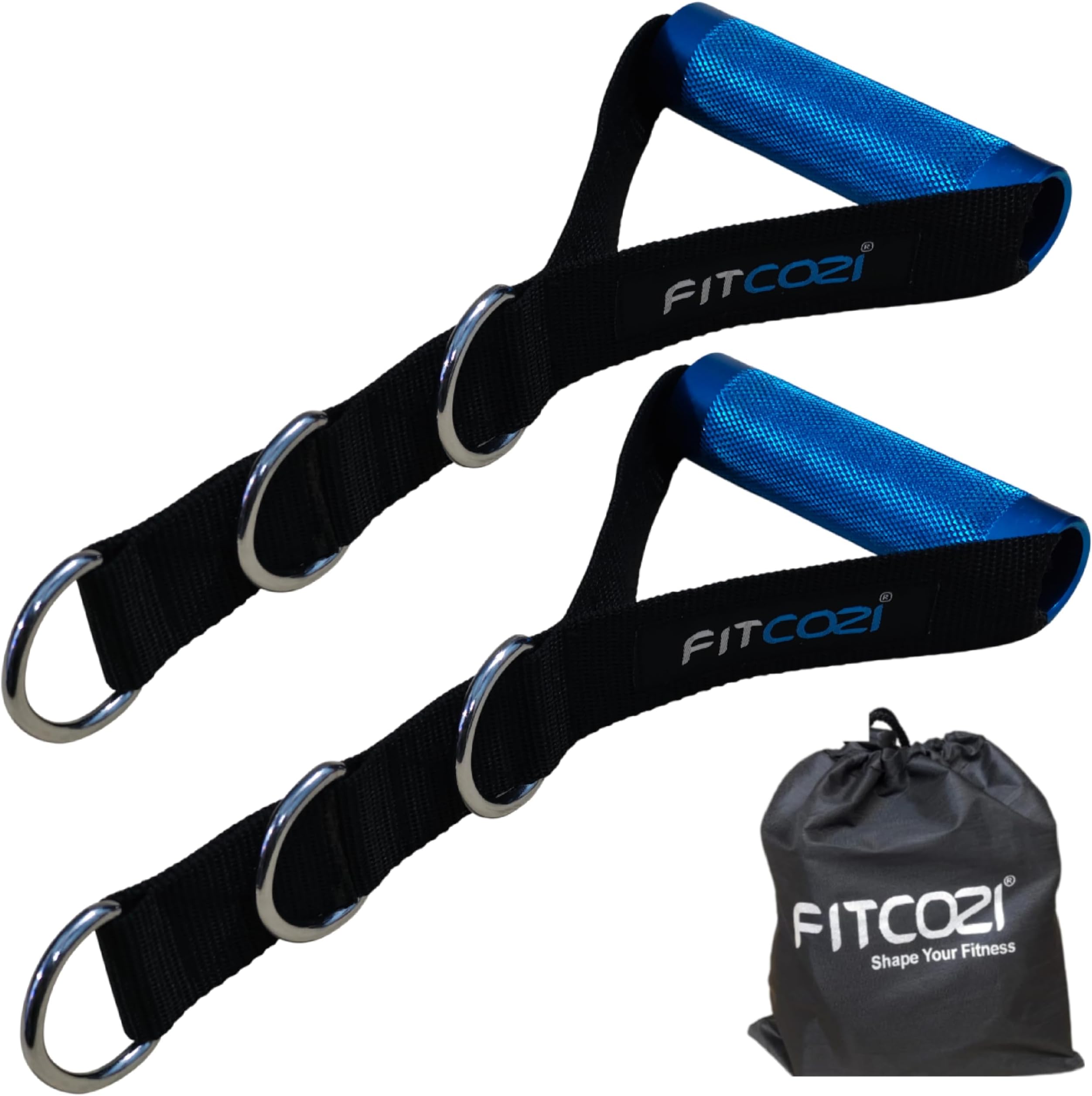 Heavy Duty 3D Aluminum Alloy Exercise Handles for Cable Machine, Power Rack & LAT Pulldown Durable Gym Handles for Triceps Pushdown, Cable Crossover & Gym Workout Attachments (Blue)