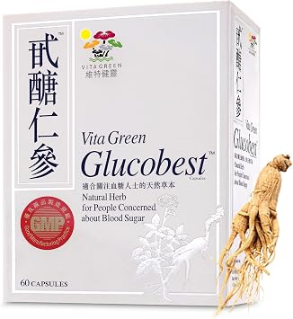 Vita Green Glucobest Ginseng Formula Daily Overall Wellness Supplement for Men and Women Changbai Mountain Ginseng Extract for Balanced Energy and Wellness 60 Capsules