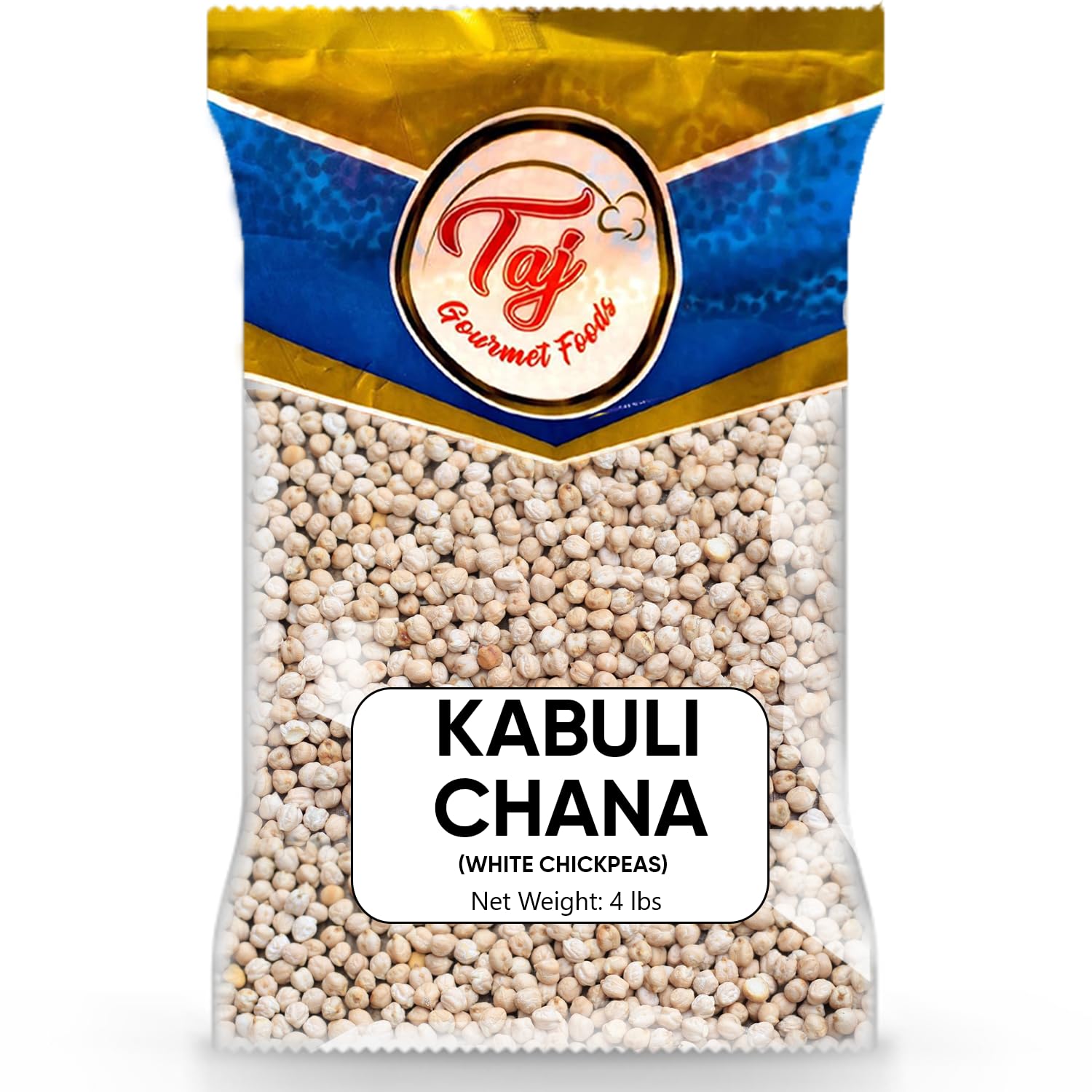 TAJ Garbanzo Beans Dry 4-Pounds | Kabuli Chana | Product of India