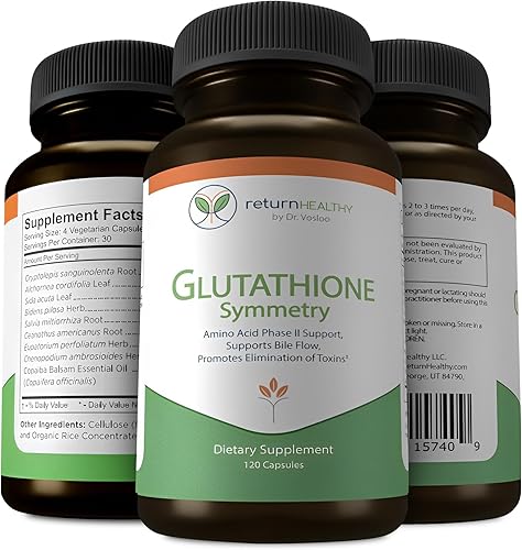 Miniatura 9 de Return Healthy Simetría de glutatión  Suplemento de S-acetil glutatión  Suplemento antioxidante y desintoxicante  Soporte celular natural