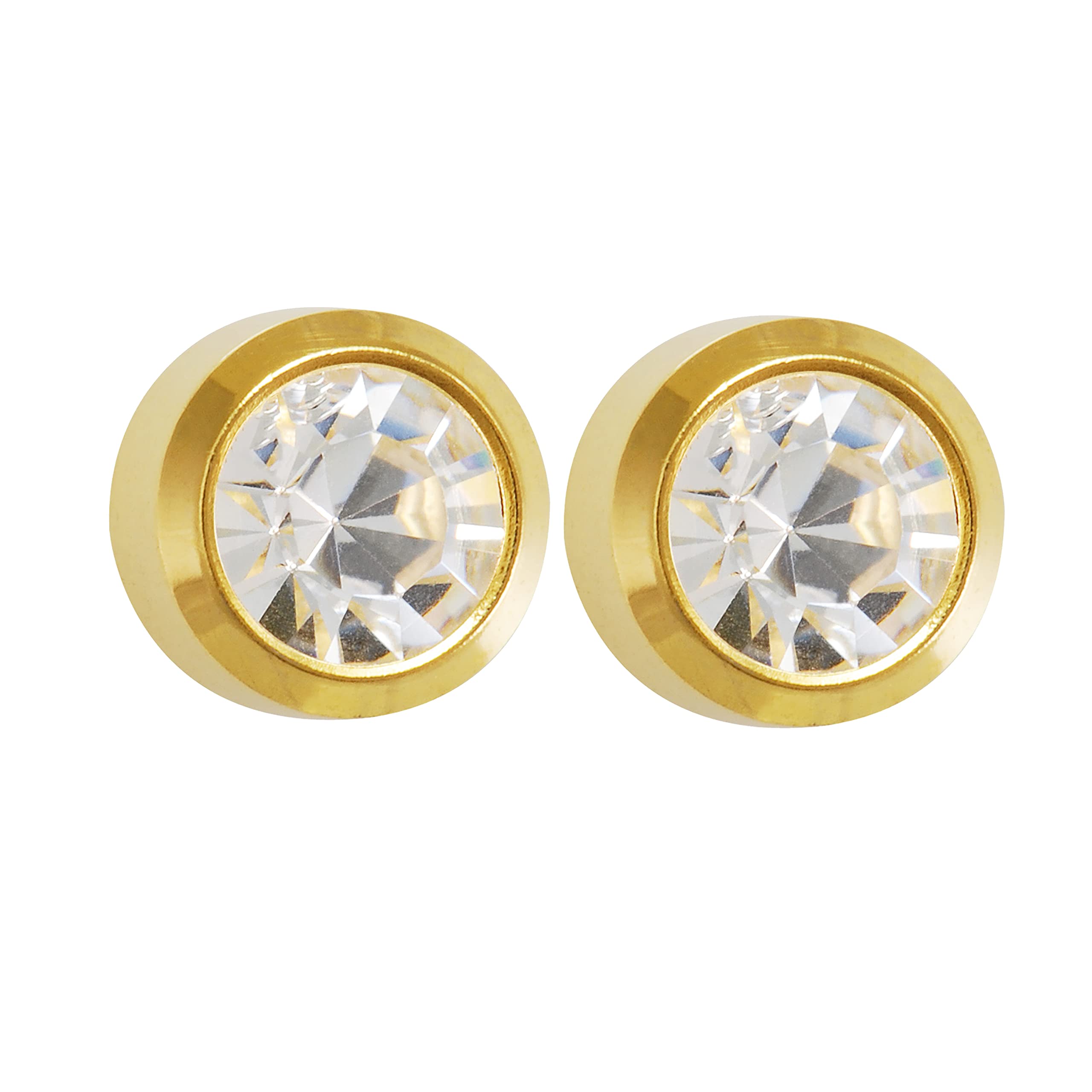 2MM Cubic Zirconia Bezel 24K Pure Gold Plated Ear Studs | Hypoallergenic | Ideal for every day wear (B0BGPW3NG1) Amazon Price History, Amazon Price Tracker