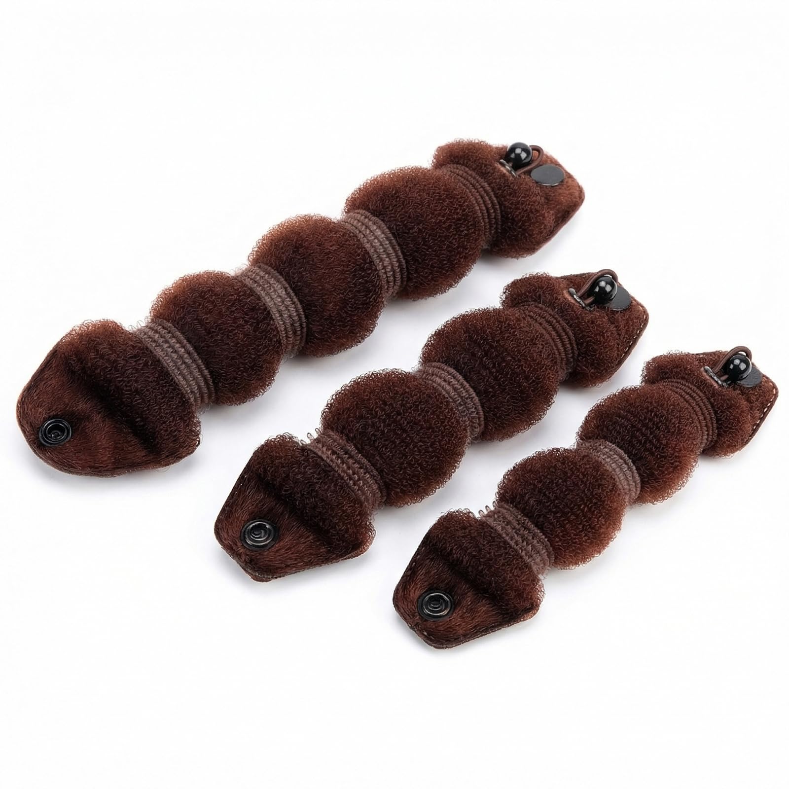 3PCS Magic Hair Styling Hot Twist Ring Former Shaper Fashion Doughnut Chignon Clip for Women, Girls (1 Large+2 Small) (Brown)