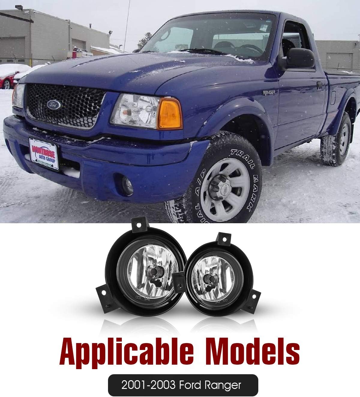 Fog Lights For Ford Ranger 2001-2003 Fog Light Assembly 2PCS OEM Replacement Fog Lamps
