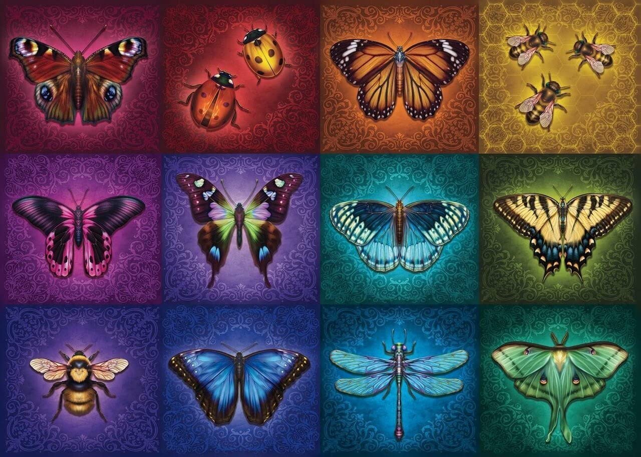 Ravensburger Puzzle 2D 1000 elementów: Piękne skrzydlate owady, Stary design