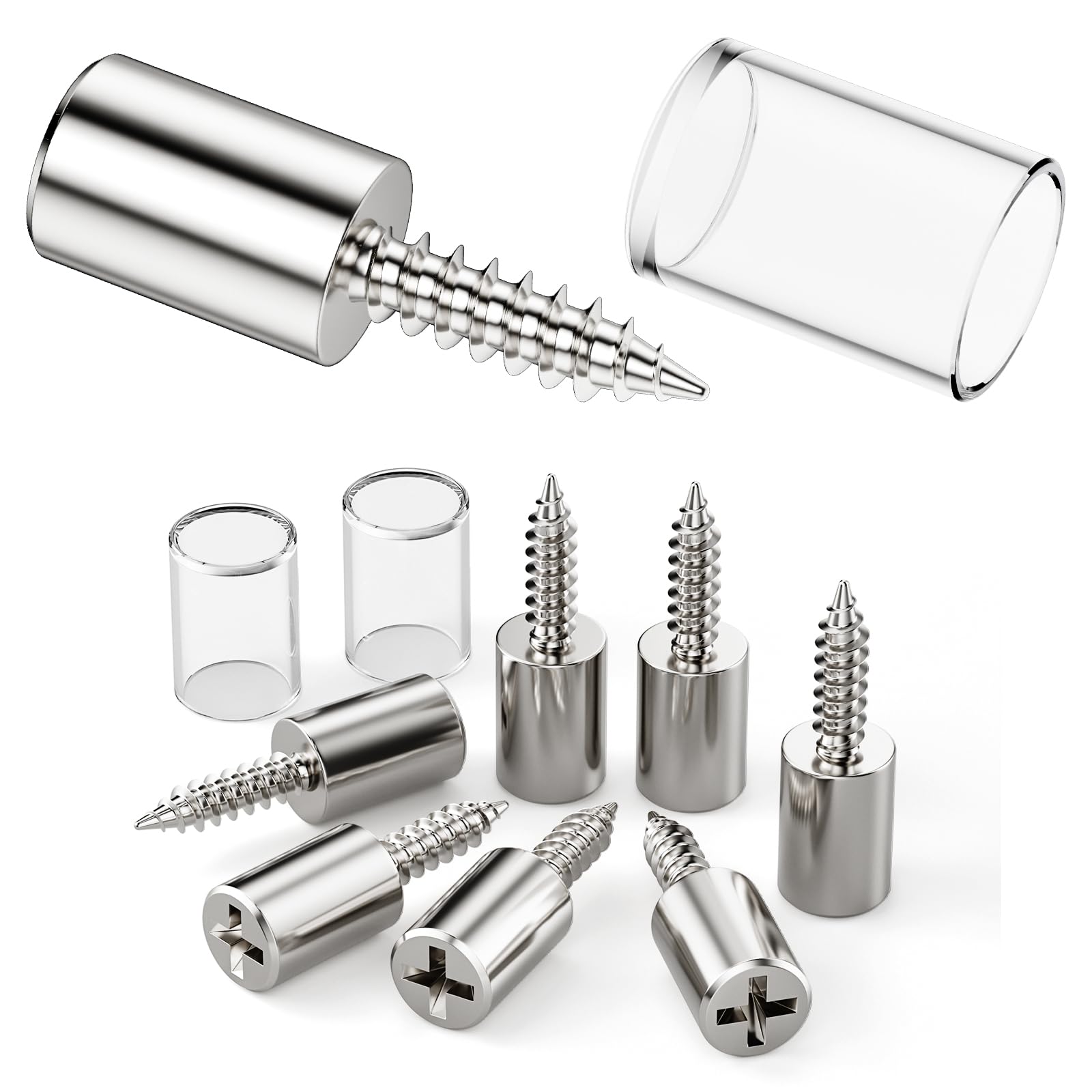 Urtioty 60 Sets Shelf Support Pegs 7.5mm, Self-Tapping Screws with Non-Slip Silicone Sleeves, Metal Shelf Pins Kit for Kitchen Cabinets, Cupboard, Wardrobe & Furniture