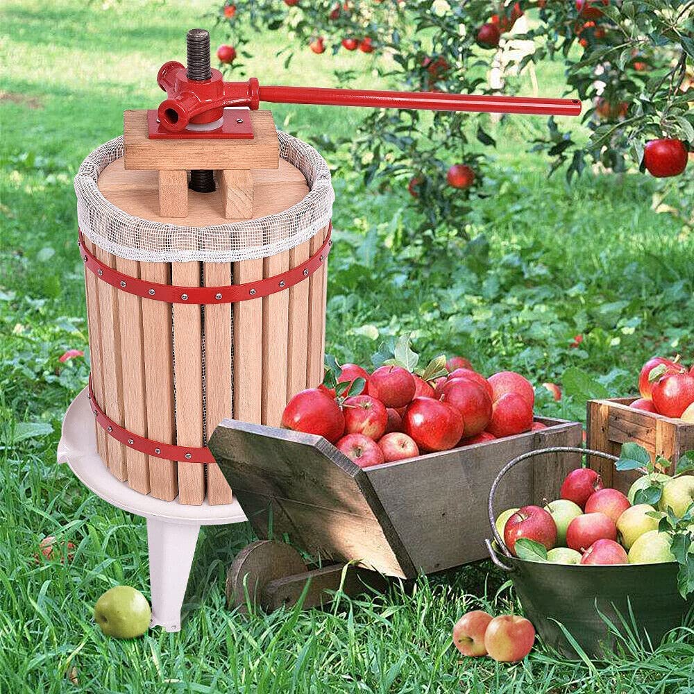 NAIZY 6L Manuell Obstpresse Weinpresse Fruchtpresse Saftpresse Apfelpresse SaftMaischepresse mit Presstuch (Obstpresse, 6L)